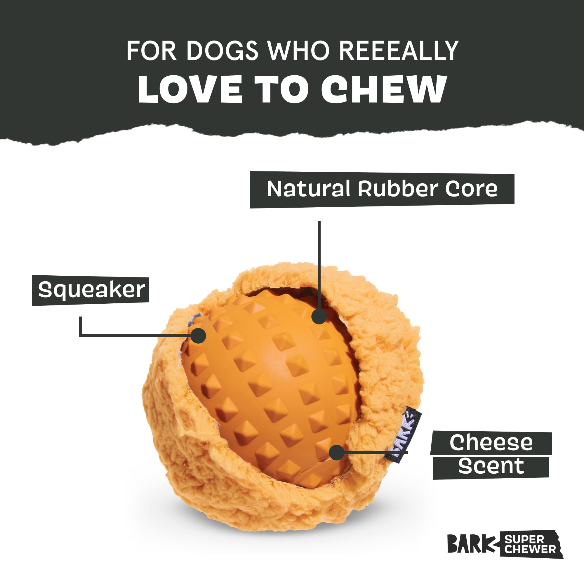 BarkBox gros plan peluche douce illustrant texture, encourage exploration