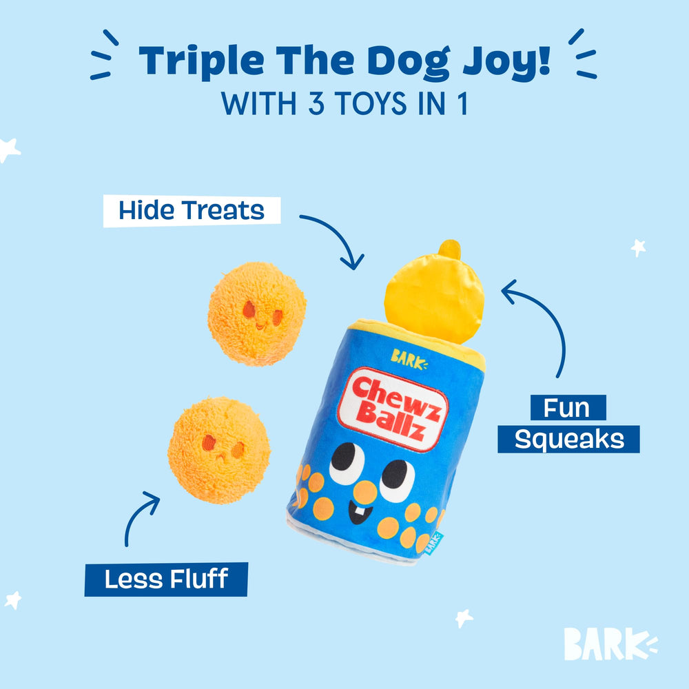 BarkBox boîte crissante ouverte avec friandises, enrichissement facile