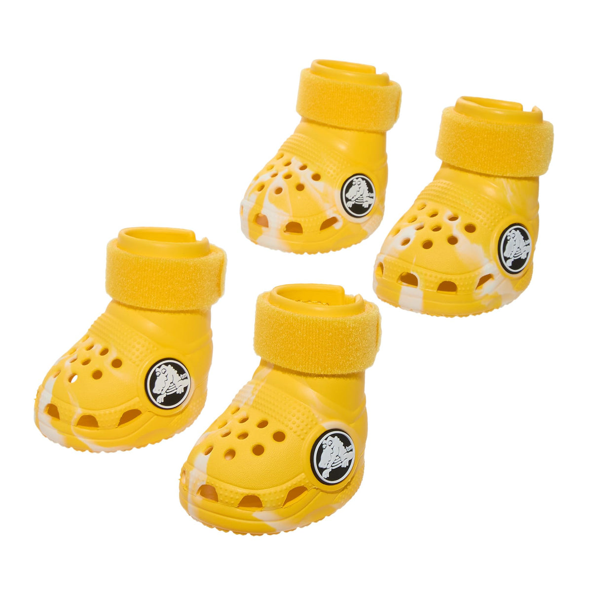 BarkBox vue avant des Crocs jaunes pour style et protection