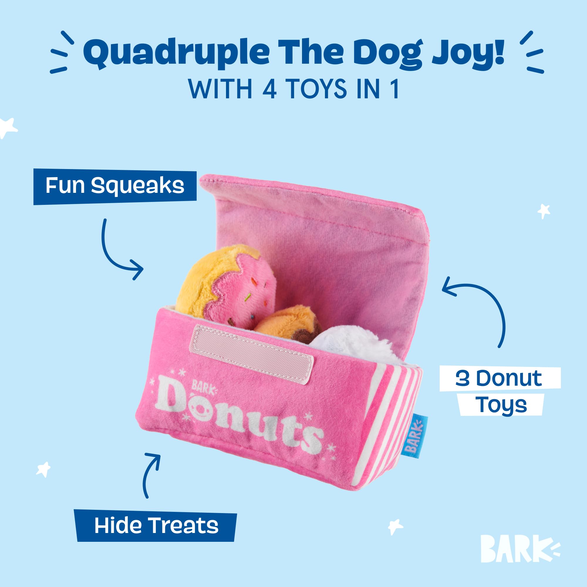 BarkBox gros plan texture donut, douceur confortable pour mordillement