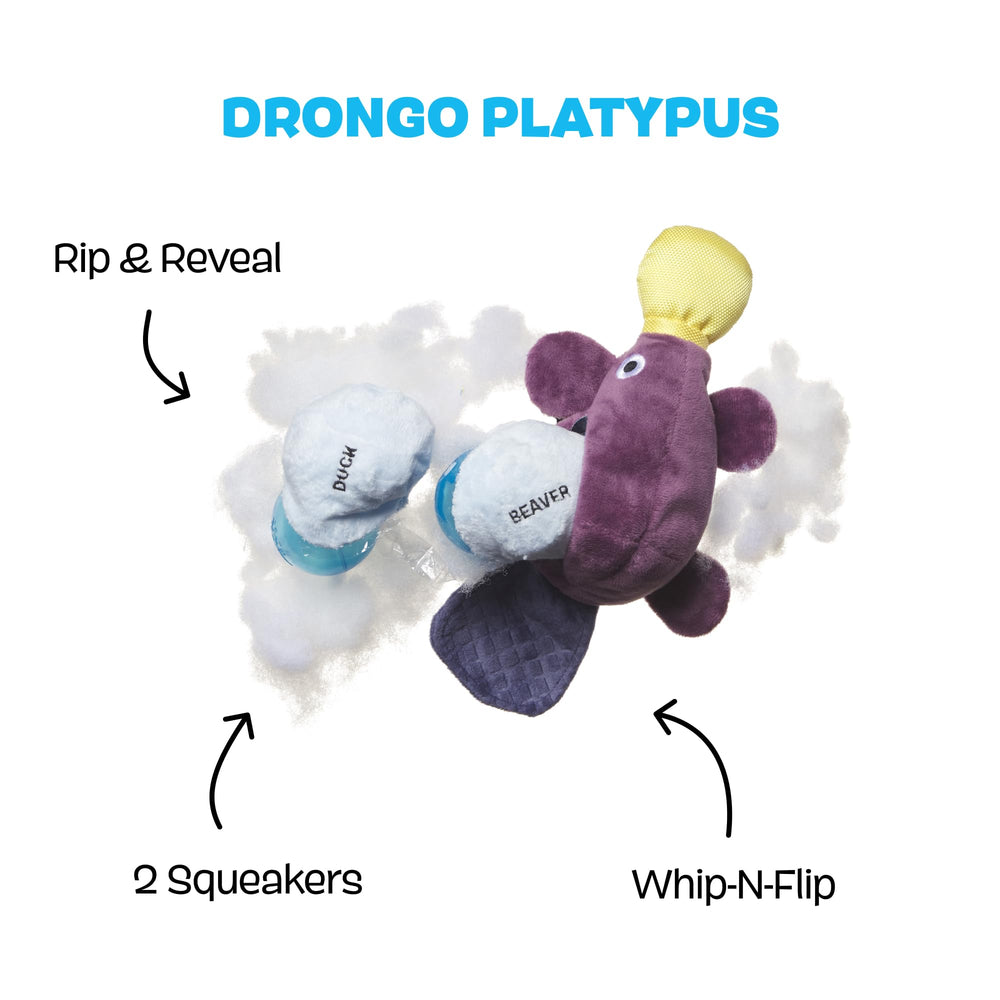 BarkBox Drongo Platypus queue robuste conçue pour secouer et tirer en jeu