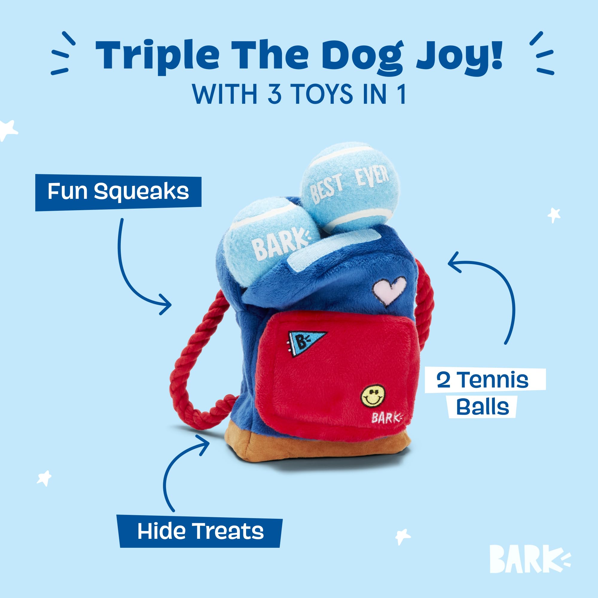 BarkBox Janspup Backpack vue dos prête à être portée et emportée