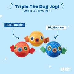 Gros plan sur la texture BarkBox Puppy Guppies offrant prise et stimulation tactile