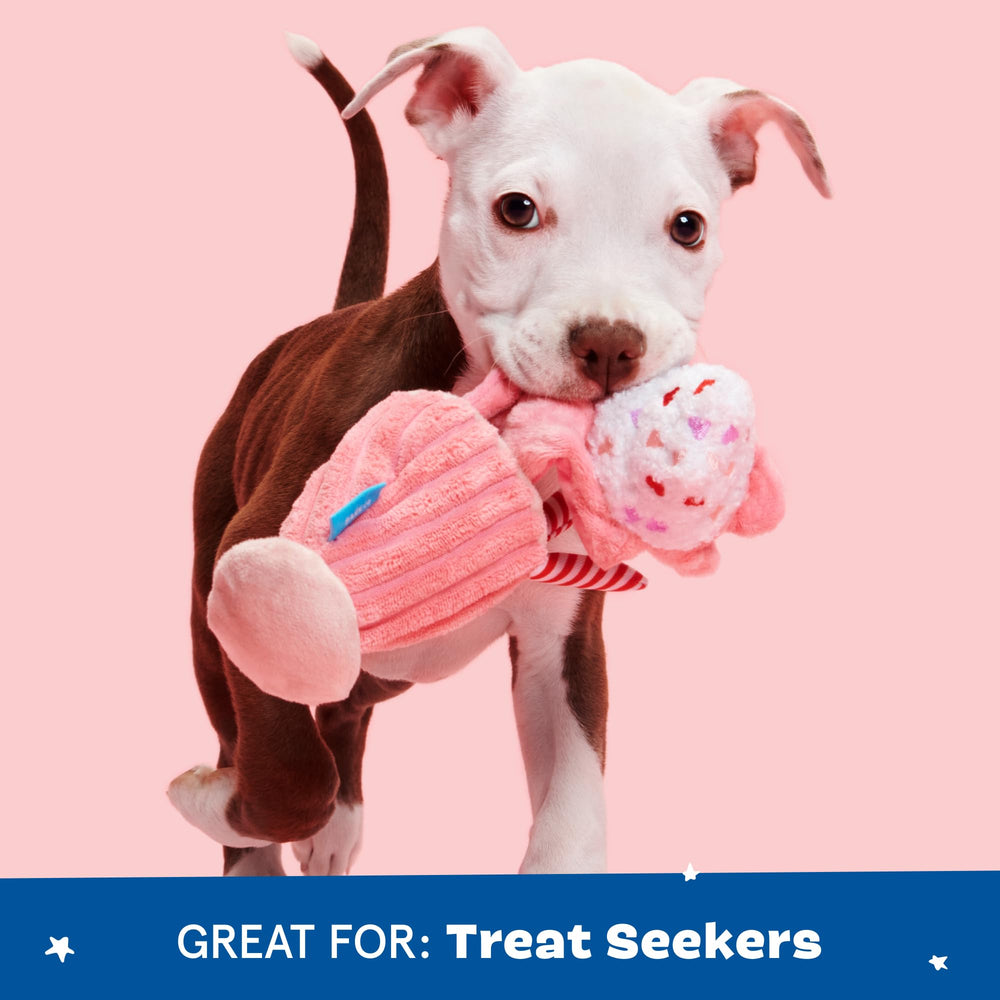 BarkBox chiot jouant avec le milkshake, favorise activité et lien