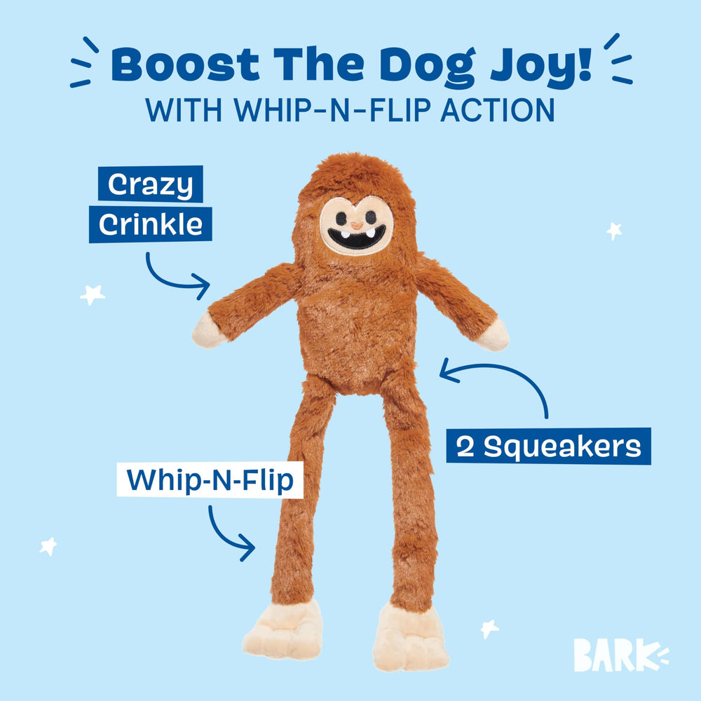 BarkBox Sasquatch Josh chien en train de jouer montrant l'engagement actif