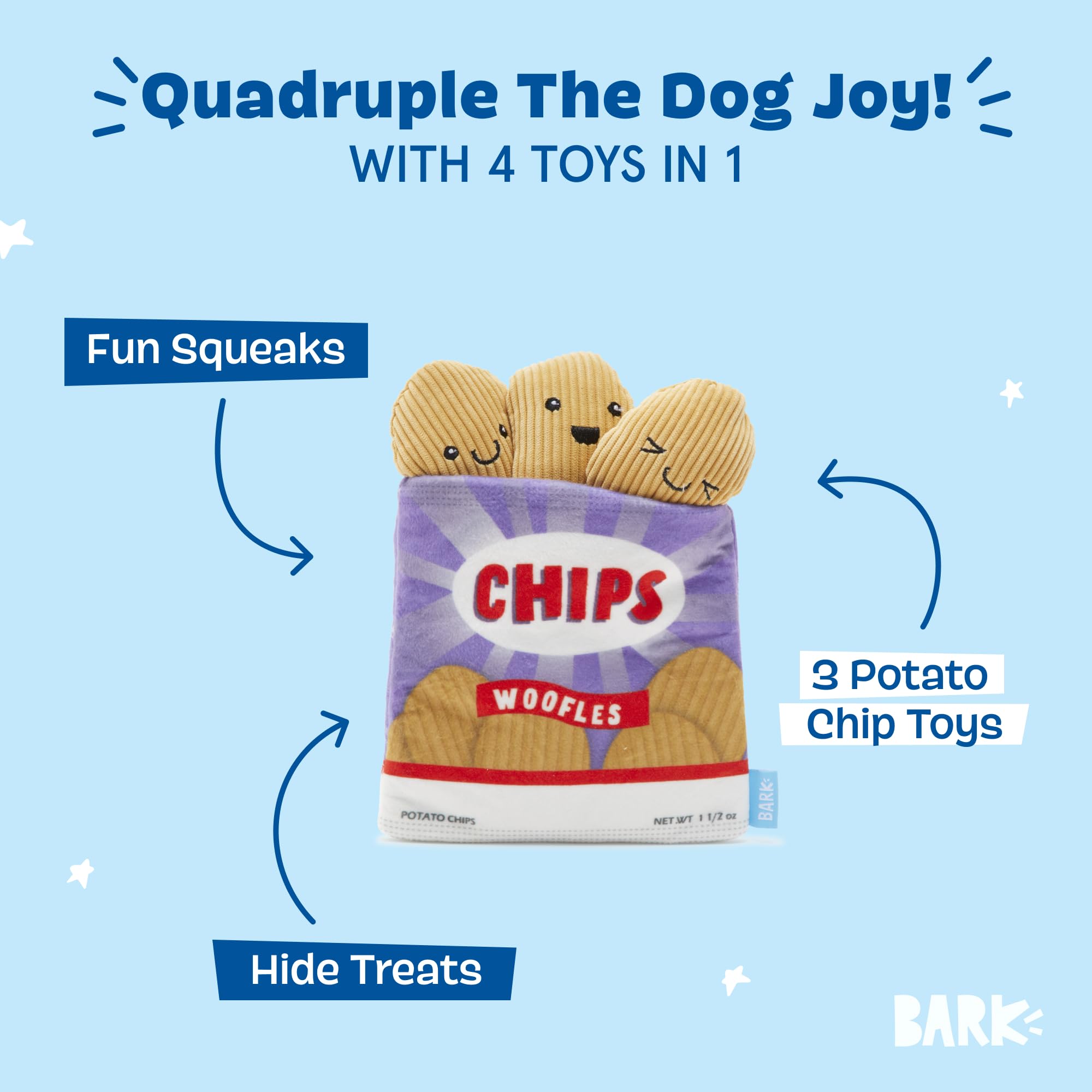 BarkBox gros plan matière qui crisse pour stimulation auditive