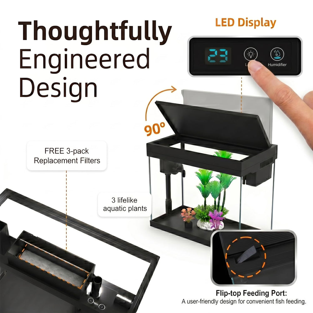BarkBuddy aquarium sur bureau apportant calme visuel et gain d'espace