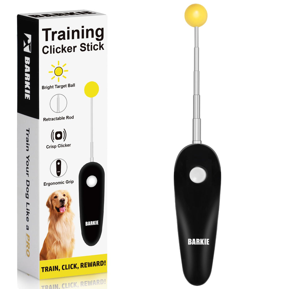 BARKIE vue avant du clicker et bâton cible pour entraînement portable