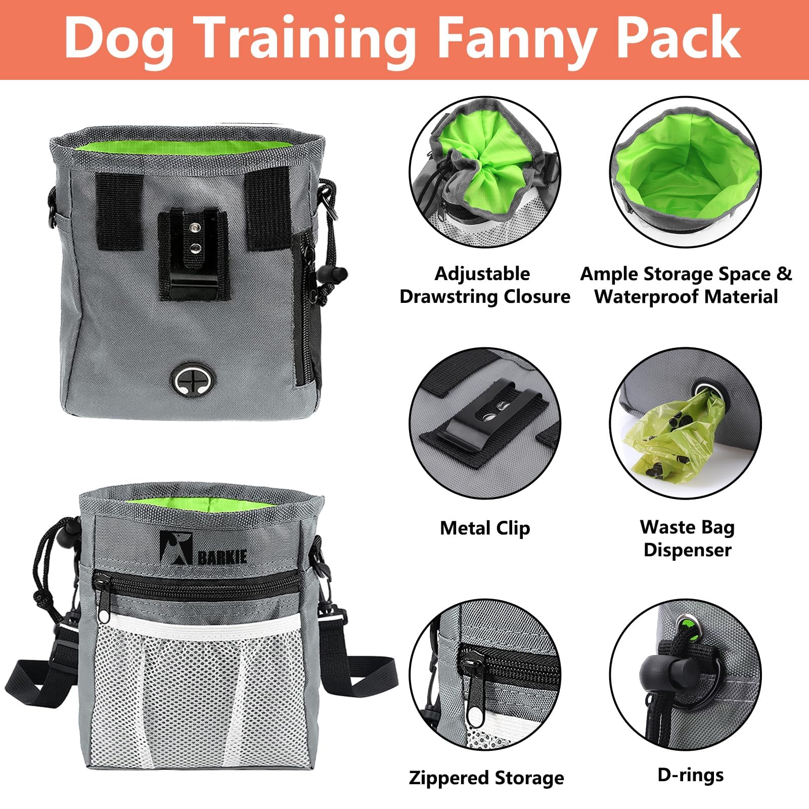 BARKIE trousse ouverte avec clickers sifflet pochette et rouleau sacs pratique