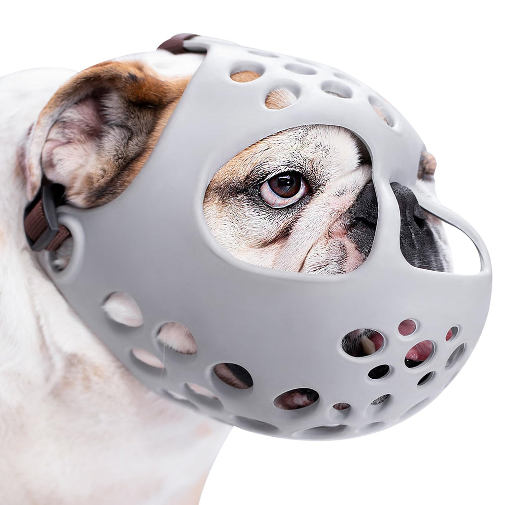 BARKLESS vue avant de la muselière XL montrant le design et maintien sécurisant