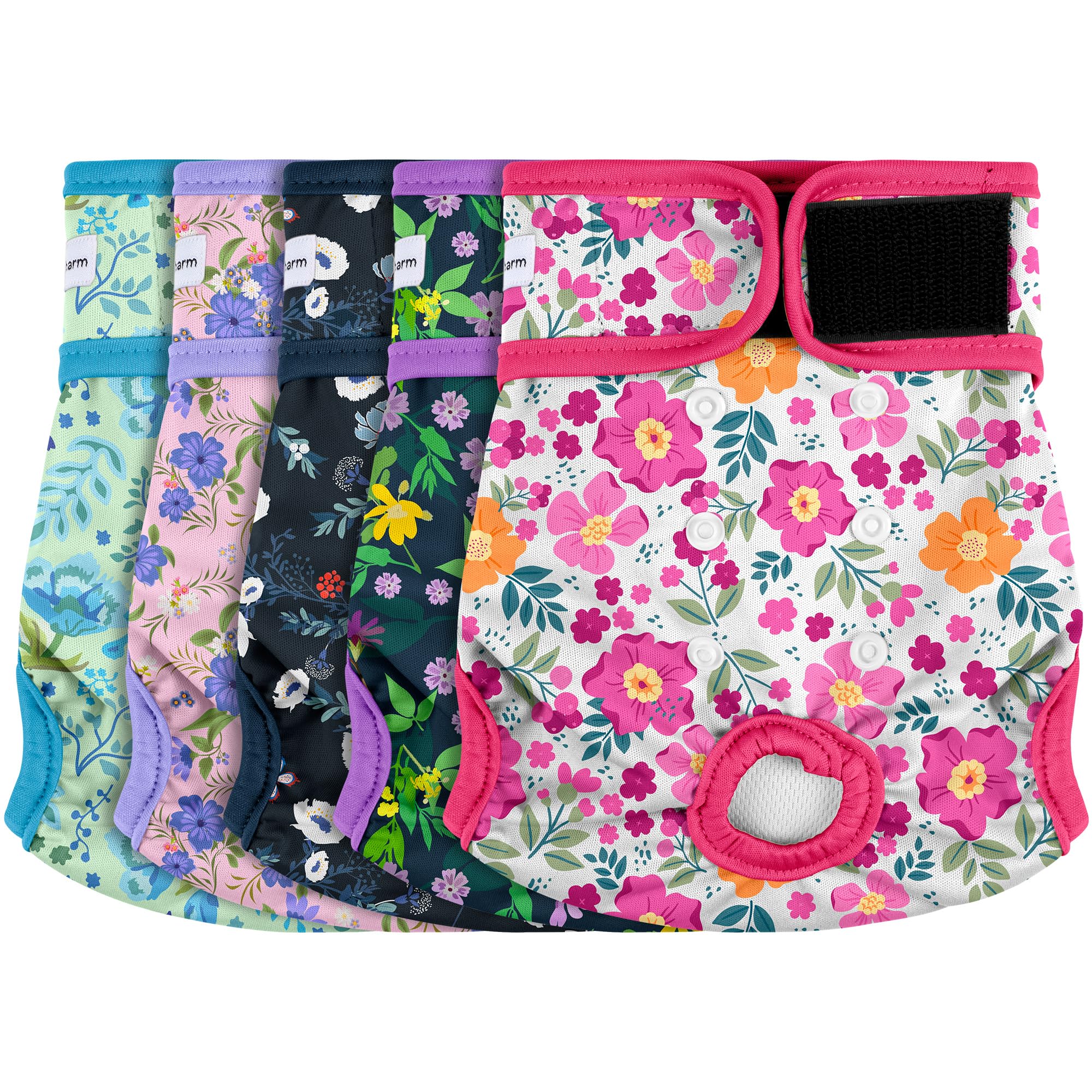 Barklincharm packaging avant motif fleurs montrant lot de 5 protections pratiques