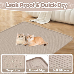Bartuke chat qui sort du bac sur tapis, réduit dispersion et garde la pièce propre