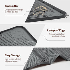 Bartuke tapis litière en usage avec chat démontrant capture de litière