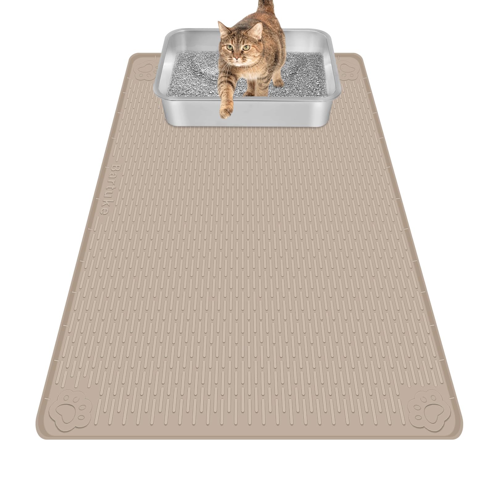 Bartuke tapis litière face avant kaki, grande couverture et protection du sol