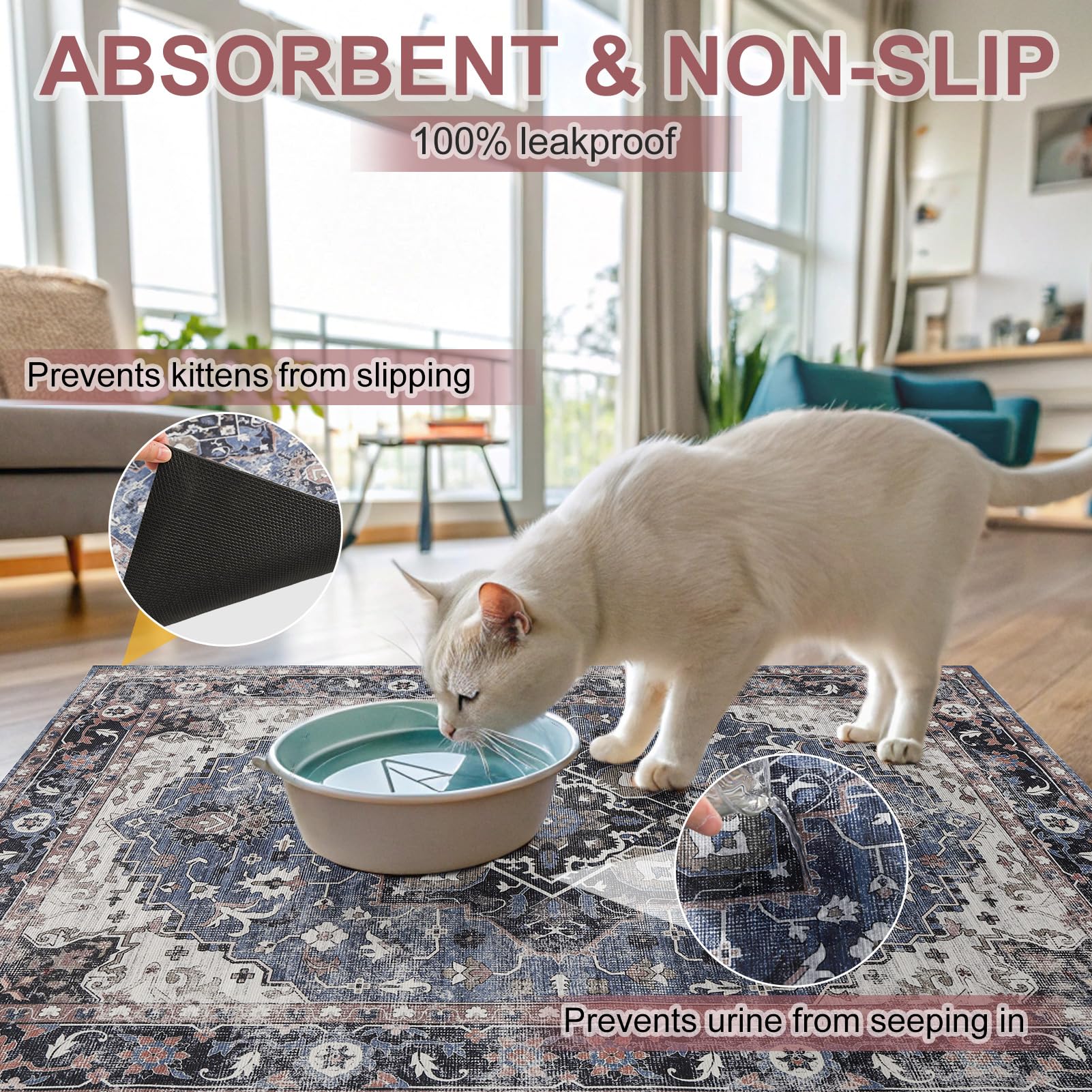 BEAUTYZOO tapis rincé à l'eau illustrant nettoyage facile sans déformation