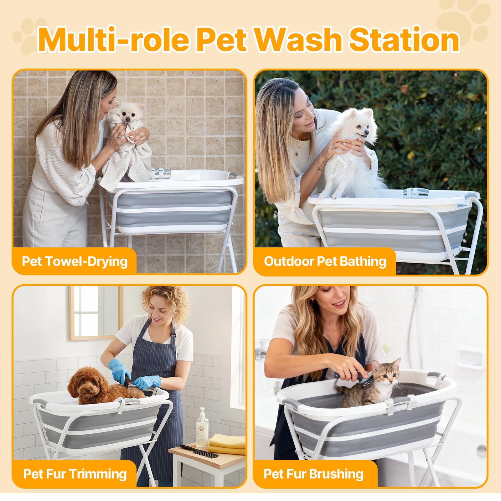 BEBEROAD PETS baignoire utilisée en extérieur, confort et portabilité pour toilettage