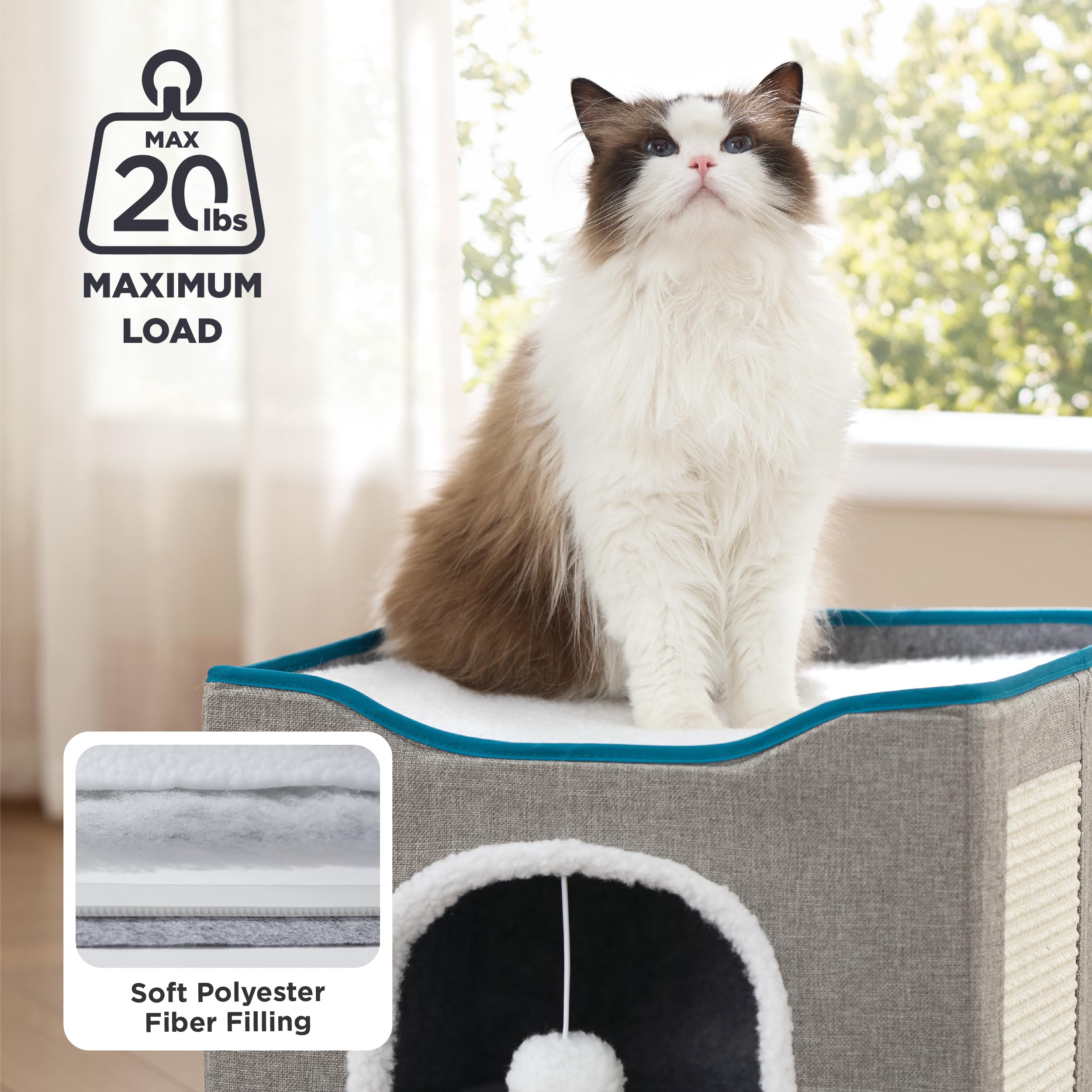 Bedsure intérieur du compartiment inférieur moelleux pour refuge sécurisé des chats