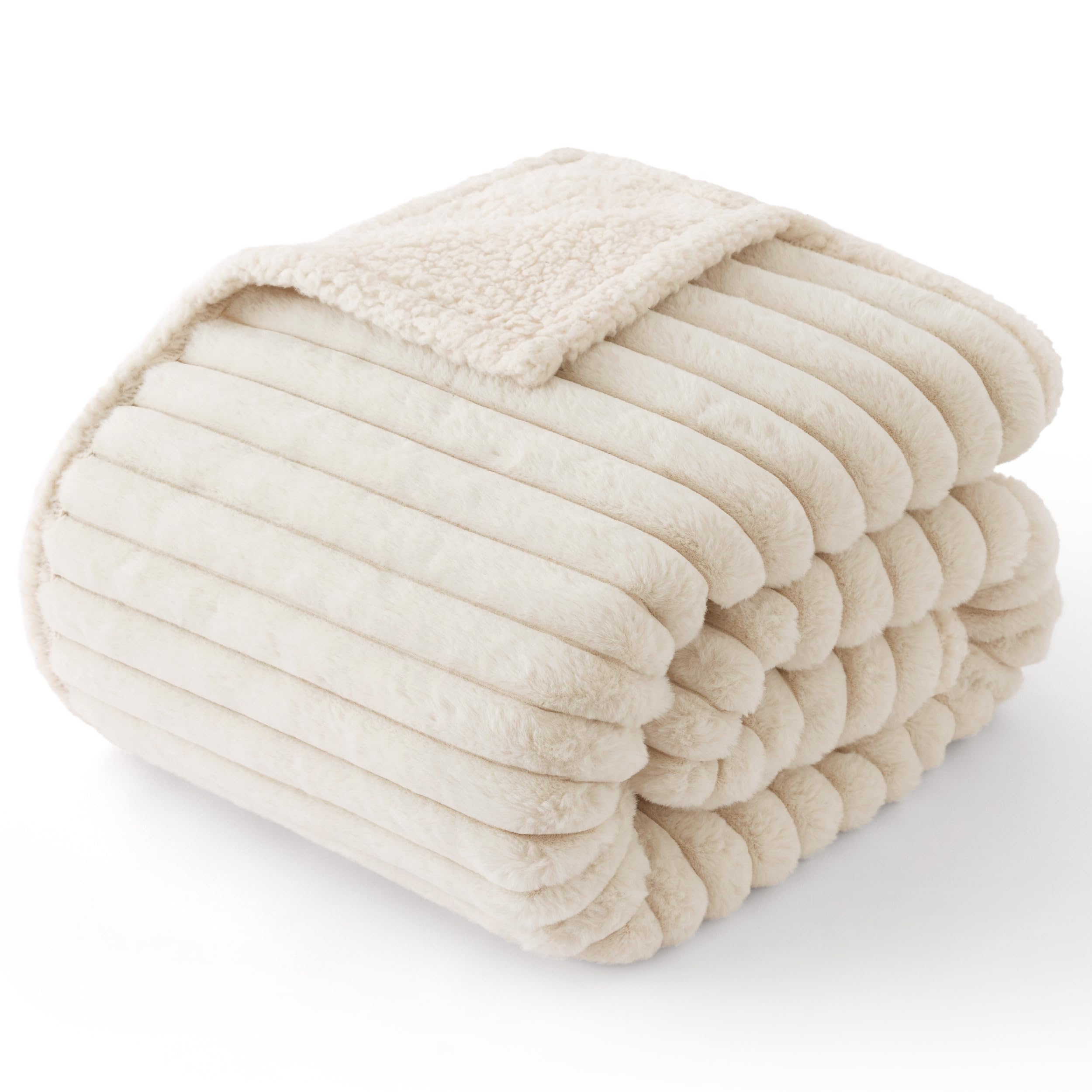Bedsure couverture face avant crème, protège meubles et apporte confort