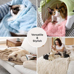 Bedsure couverture posée dans un panier offrant nid moelleux au chat