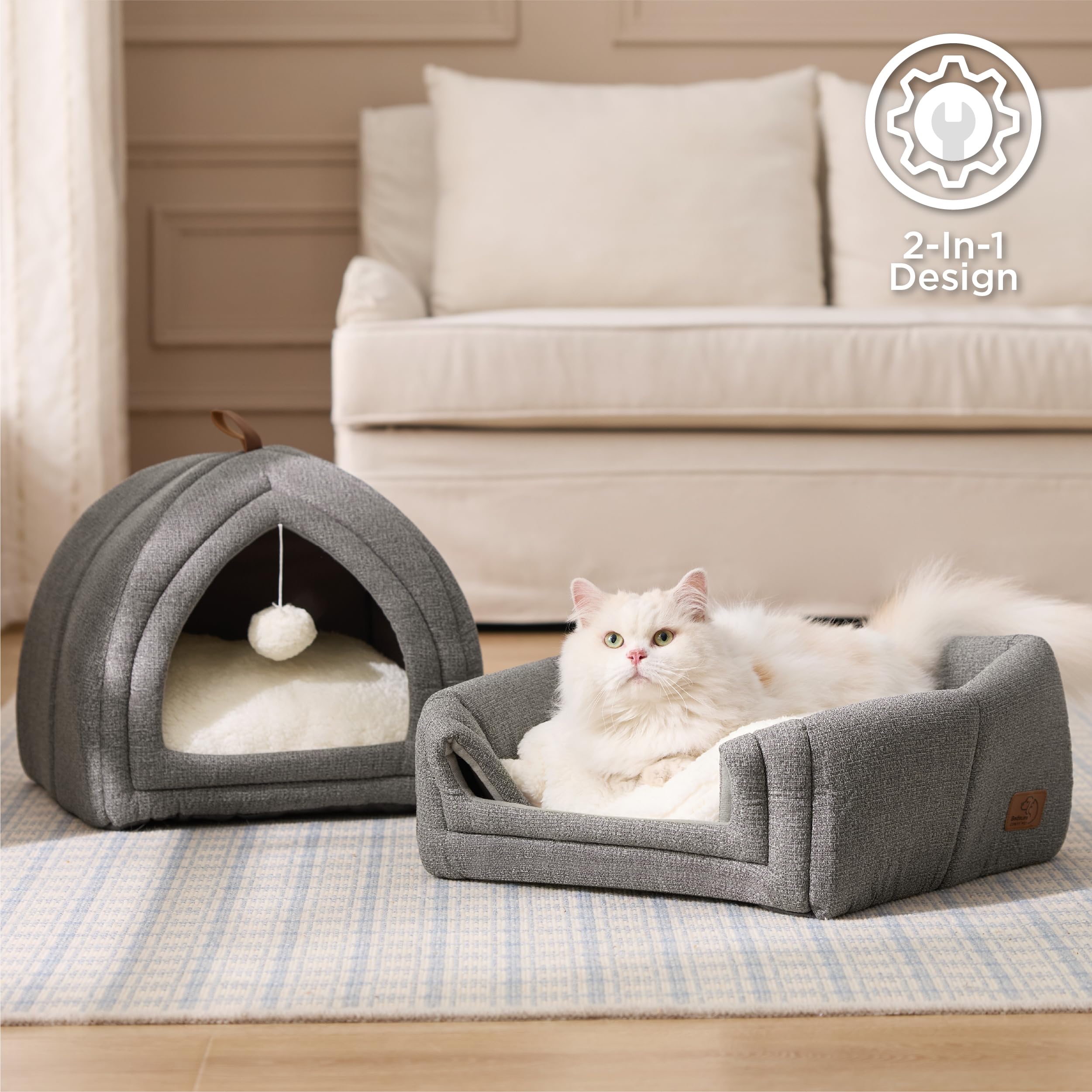 Bedsure en usage avec chat installé pour relax et sécurité