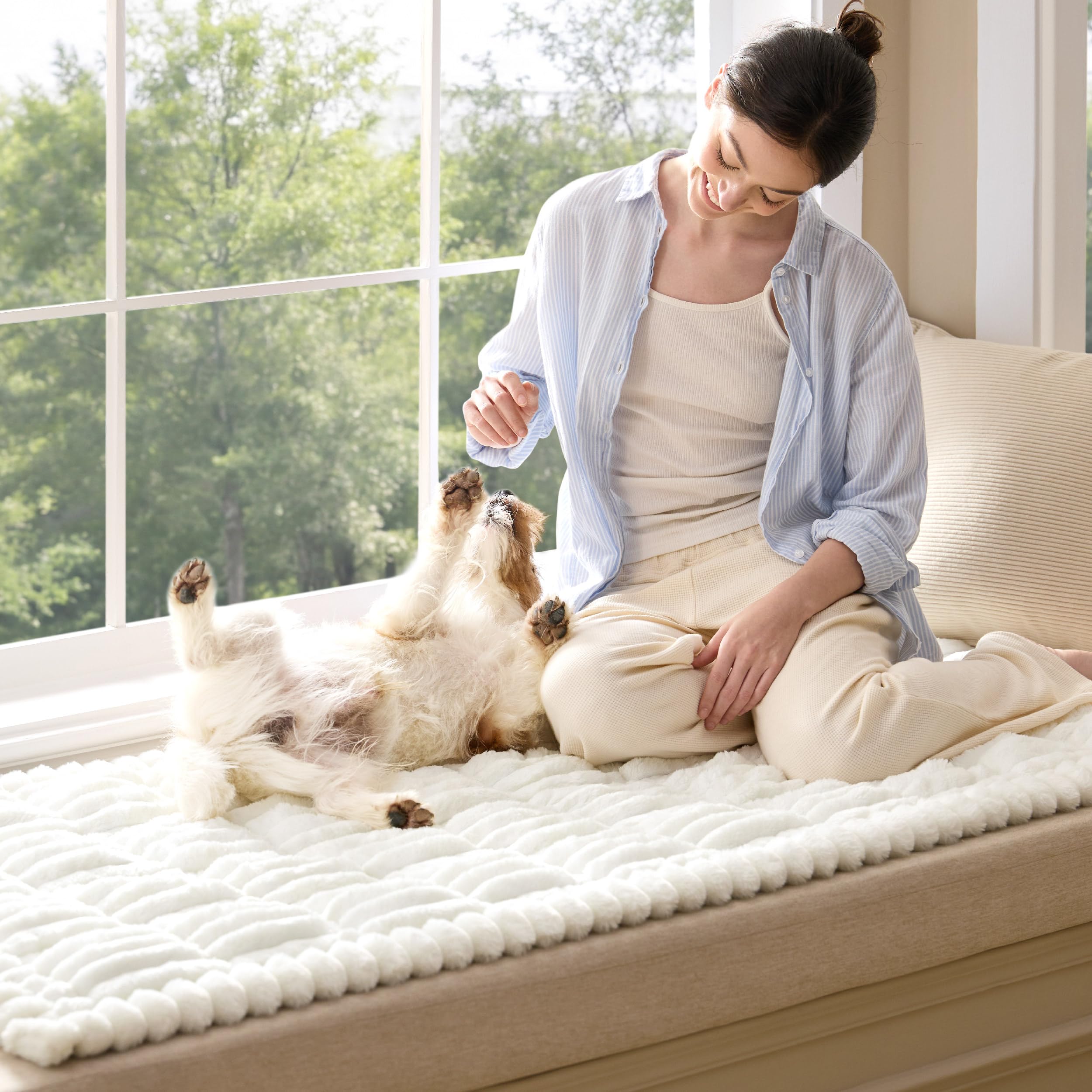 Bedsure housse sur banquette bay window zone lecture confortable