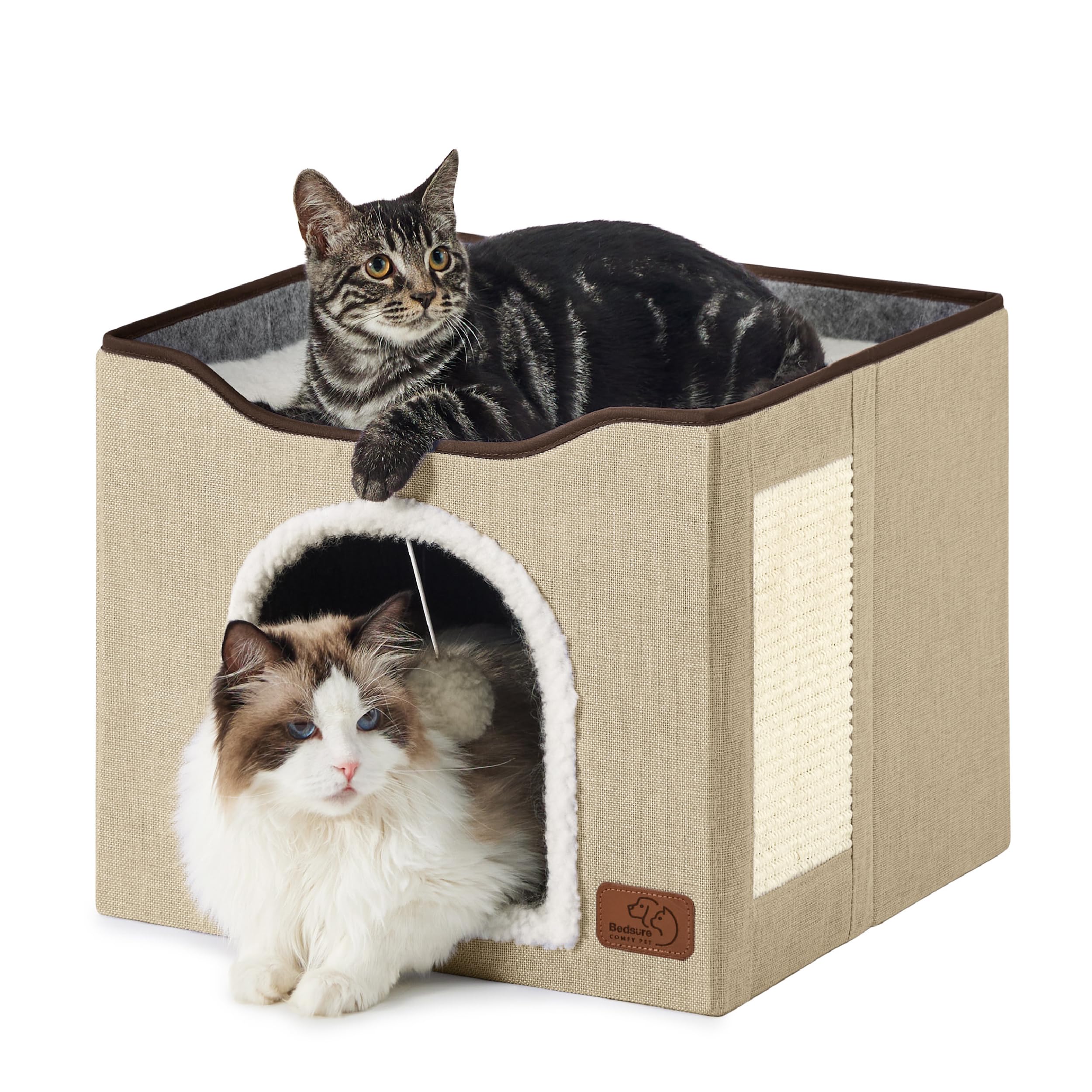 Bedsure vue avant de la maison pour chat montrant le design et la stabilité