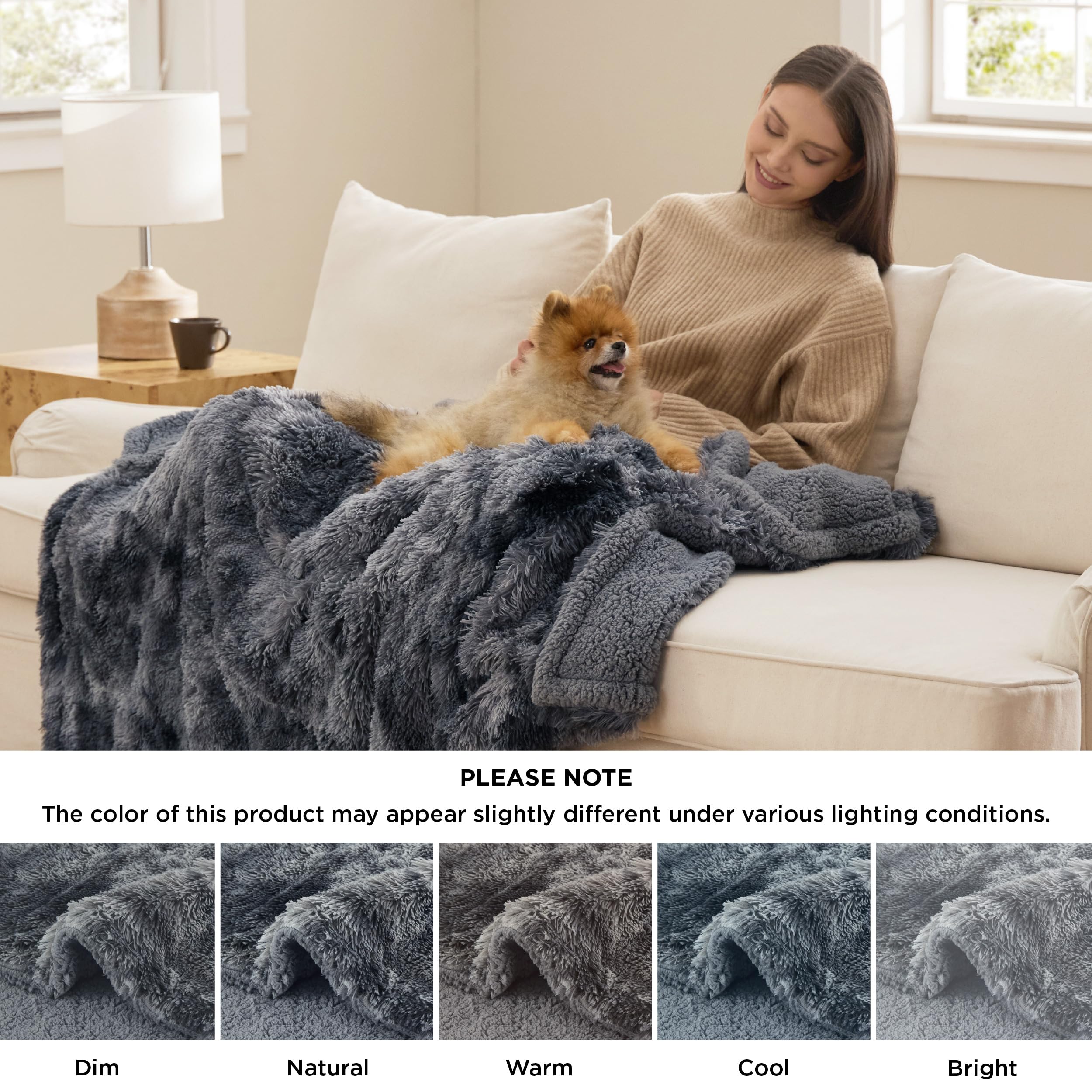 Bedsure couverture 50×60 présentée à côté d'une chaise pour échelle