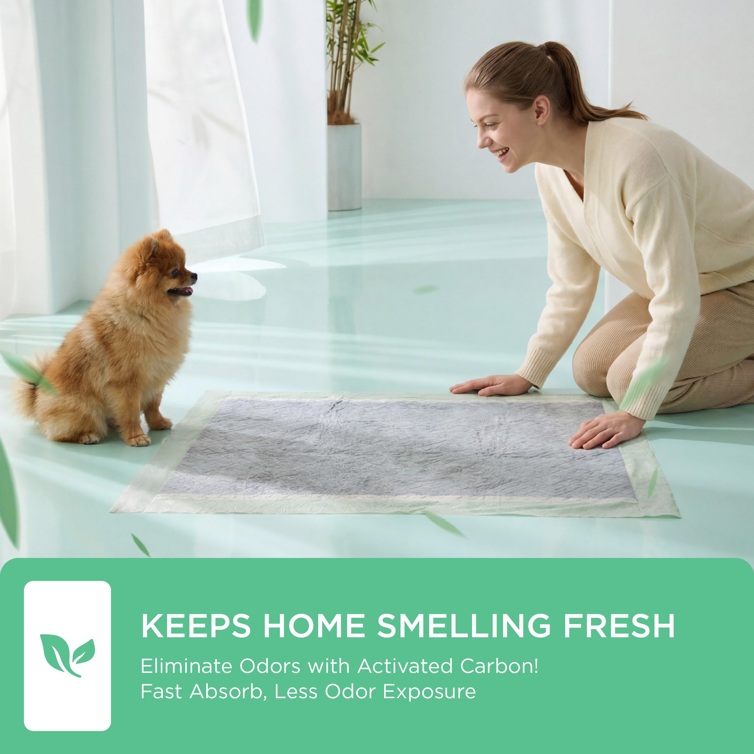 Bedsure tapis posé à côté d'un chien pour visualiser la taille et protection