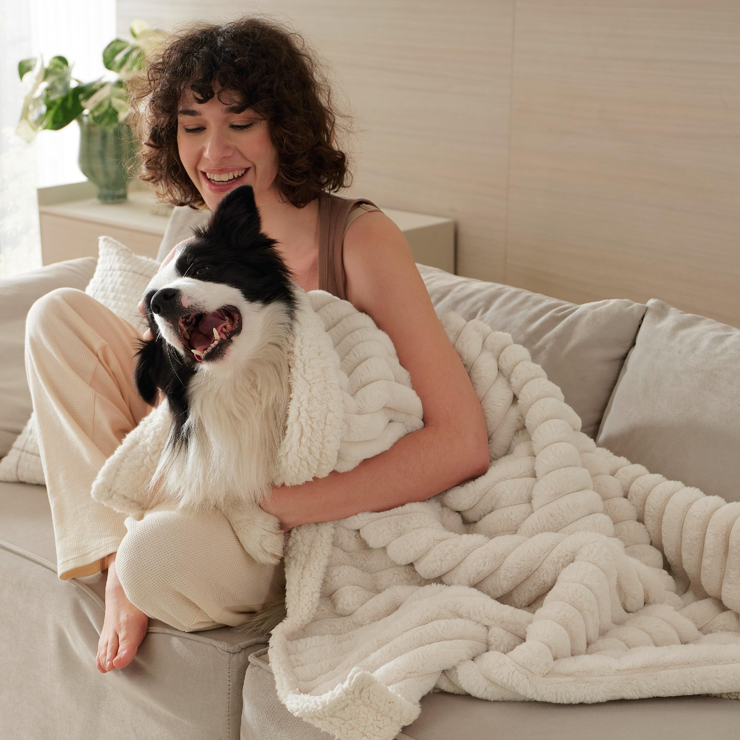 Bedsure gros plan sherpa moelleux réconfortant pour votre chien