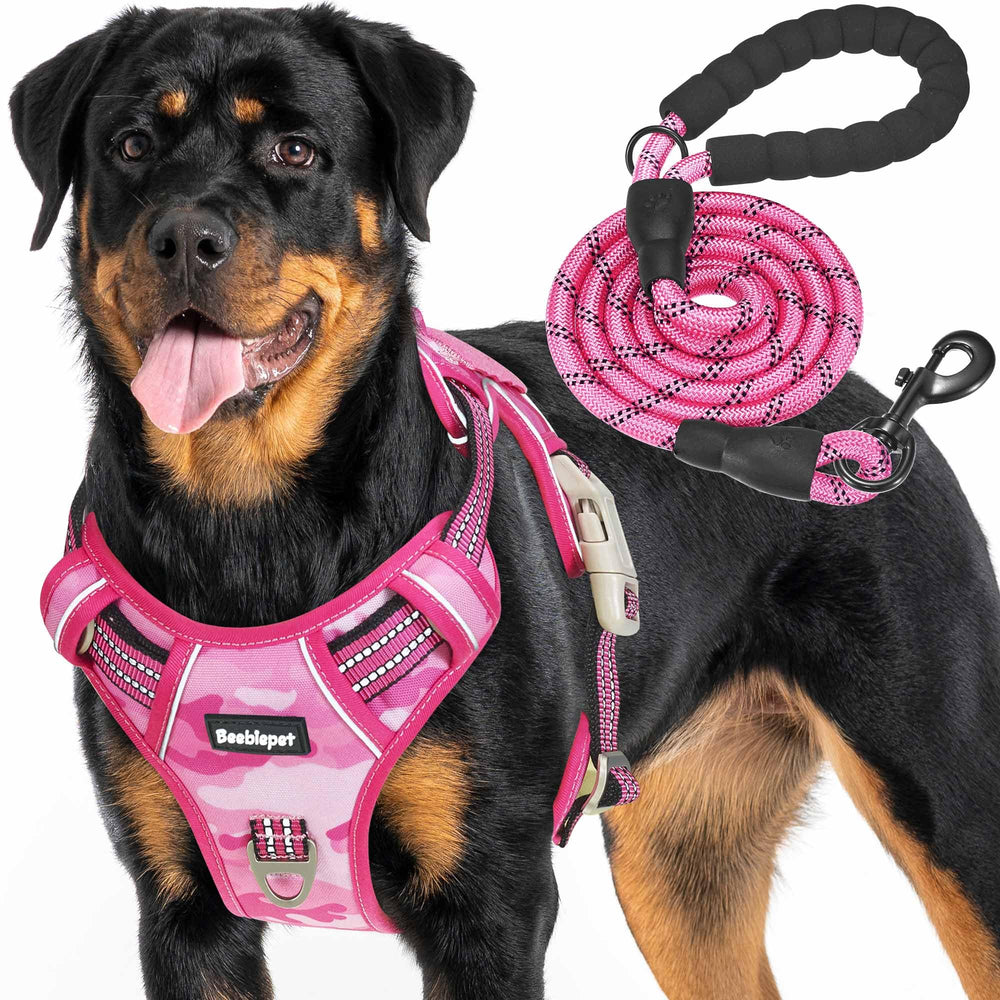 Beebiepet harnais vue avant rose camouflage, maintien sûr et confortable
