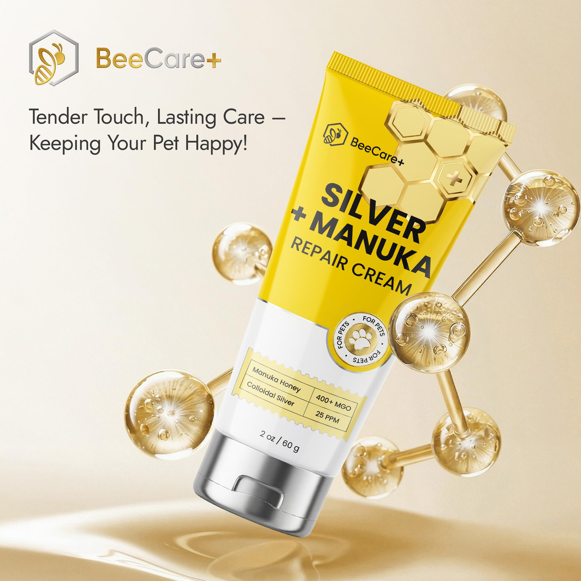BeeCare+ utilisation avec collerette montrant prévention lèchage