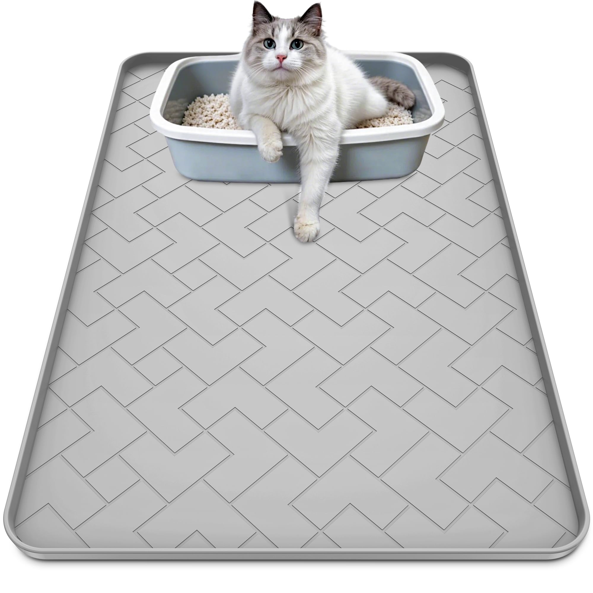 beenxmyy tapis litière vue avant protège le sol et retient la litière