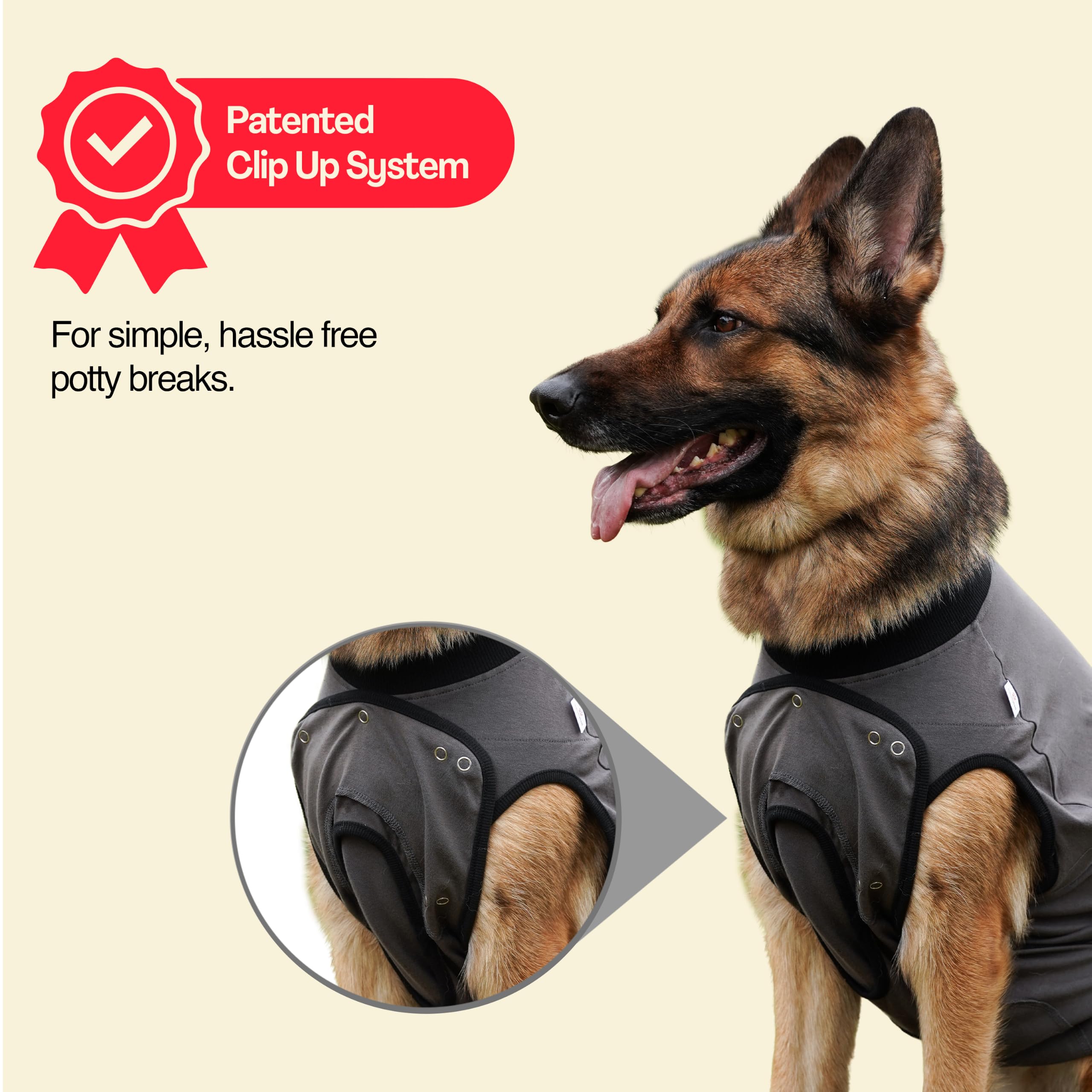 BellyGuard suit pendant sortie toilettes avec rabat sécurisé