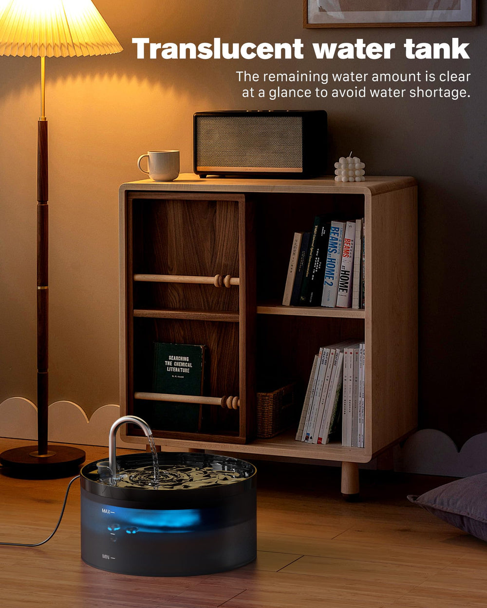 BEMOONY filtre multi-étapes montrant mousse et charbon pour eau plus propre