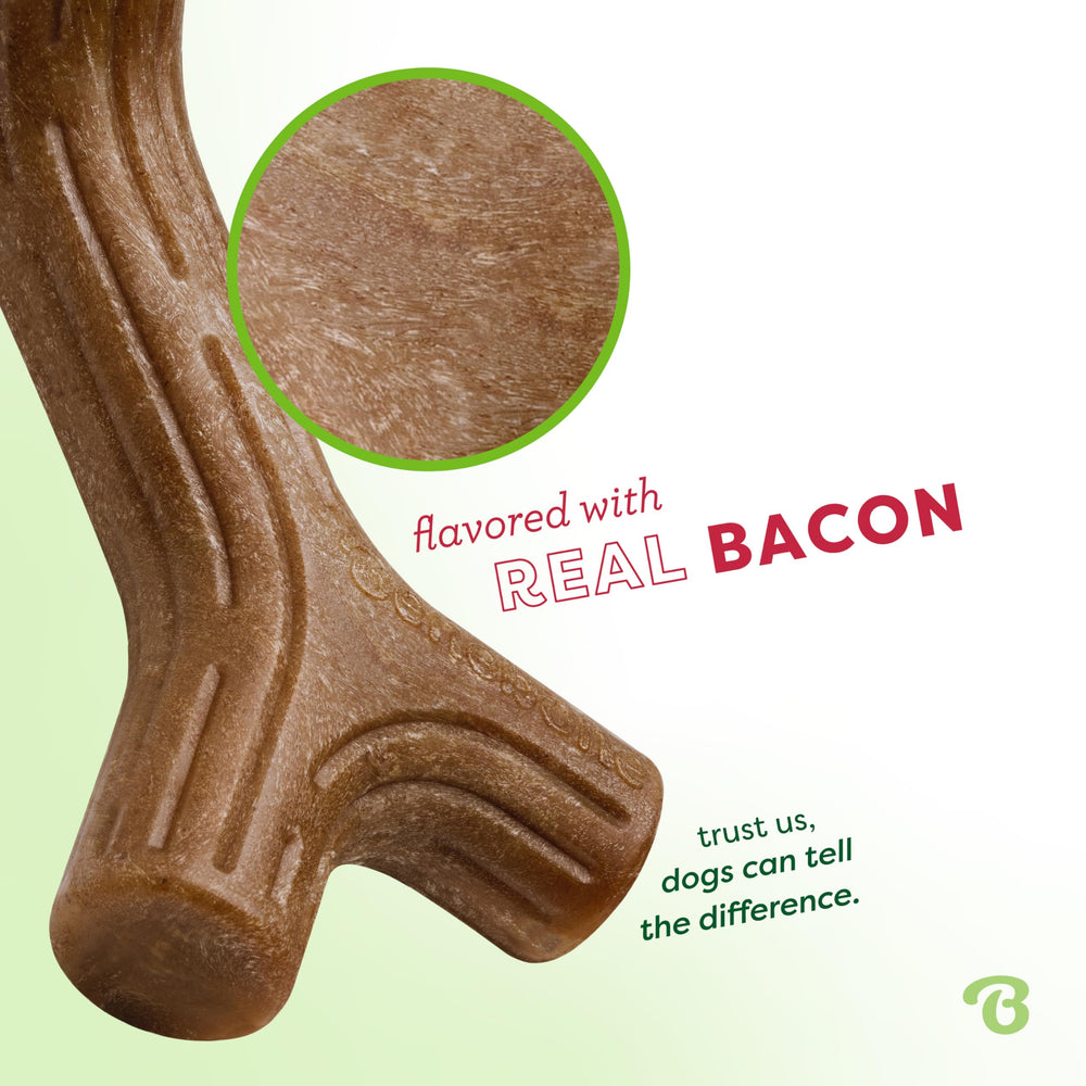 Benebone Bacon Stick gros plan sur texture résistante pour mâchoires fortes