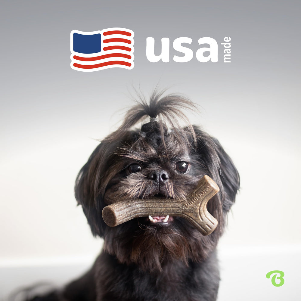 Étiquette Benebone made in USA et information sécurité pour propriétaire