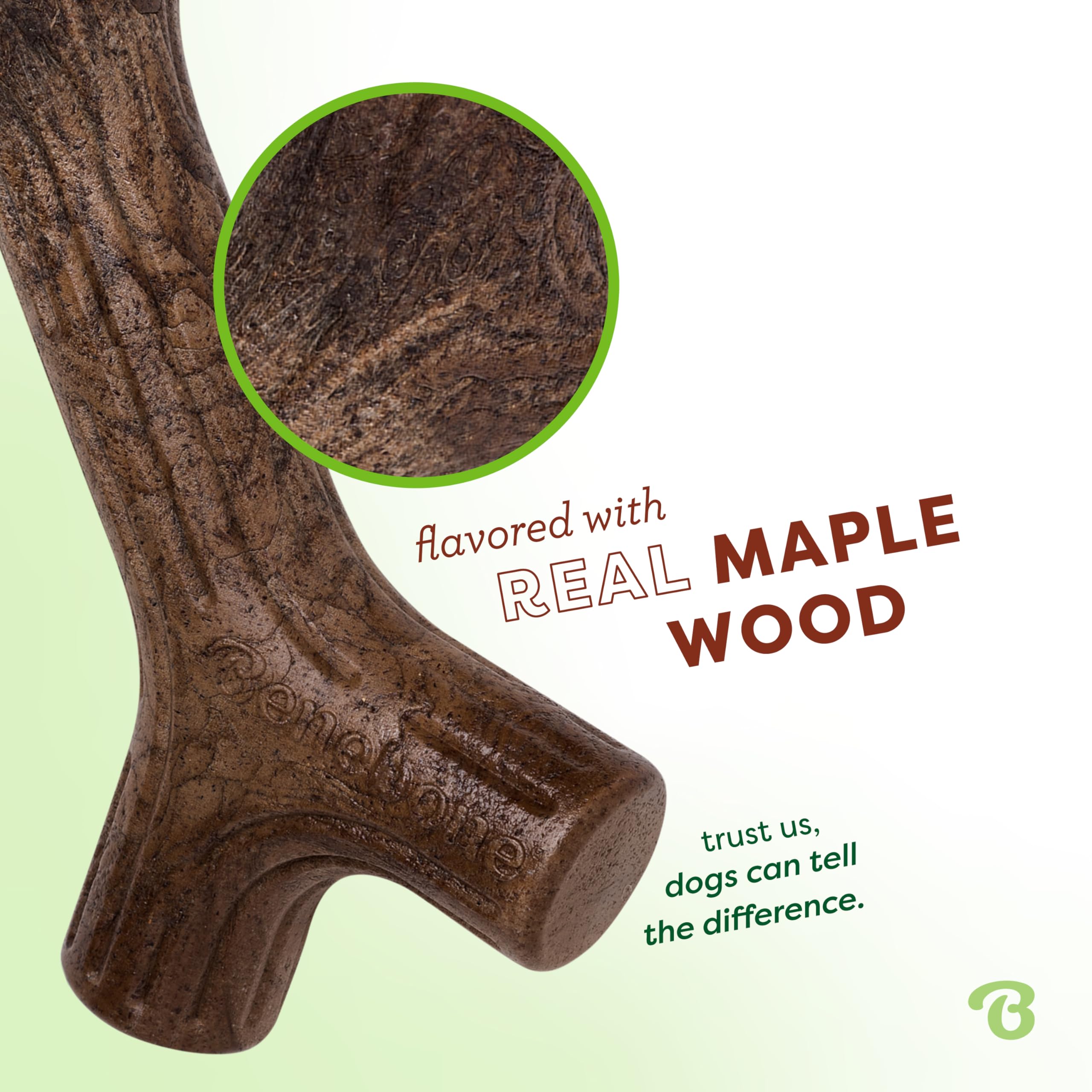 Benebone Maplestick gros plan texture montrant stries pour mâcher efficacement