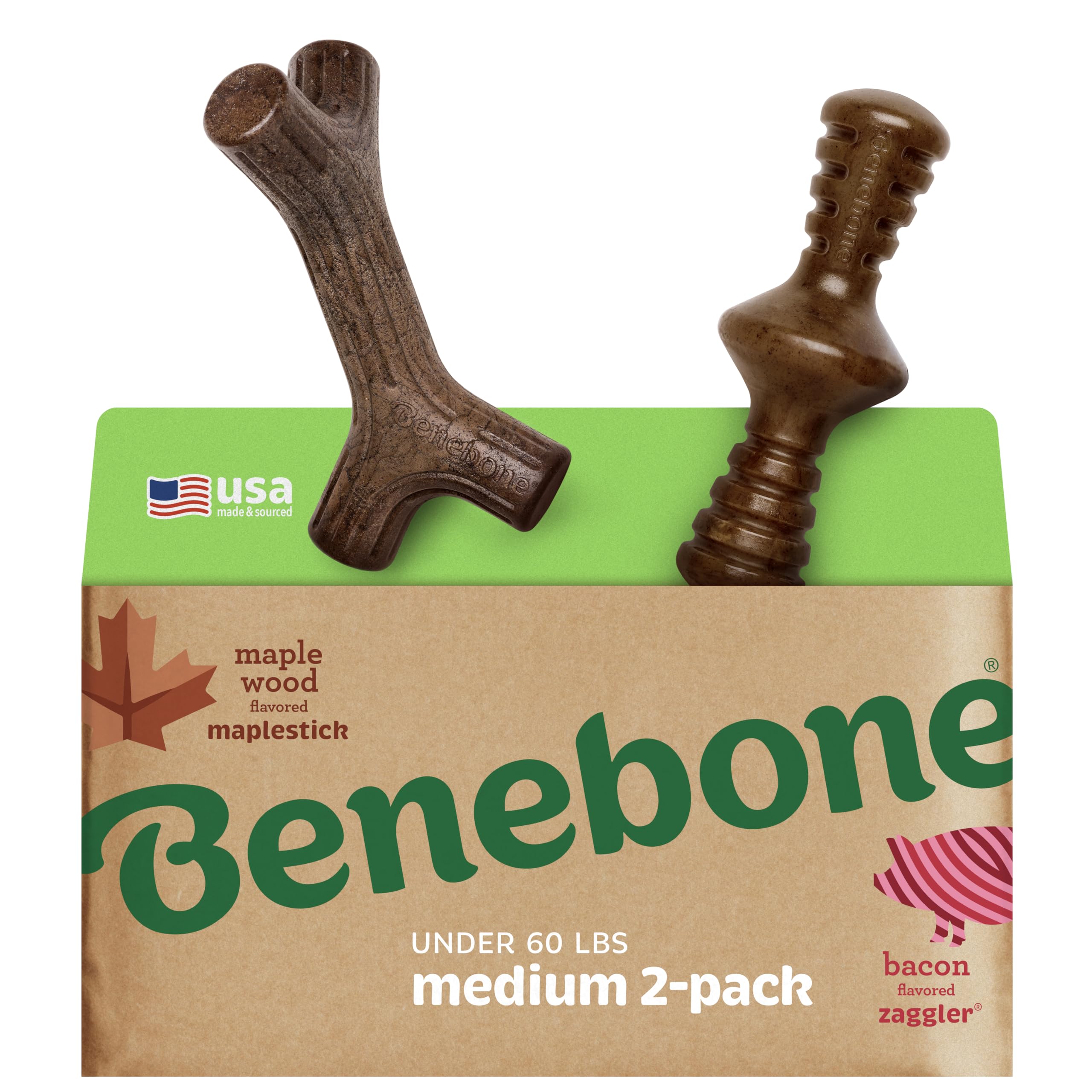 Benebone ensemble Maplestick et Zaggler montrant durabilité et design ergonomique