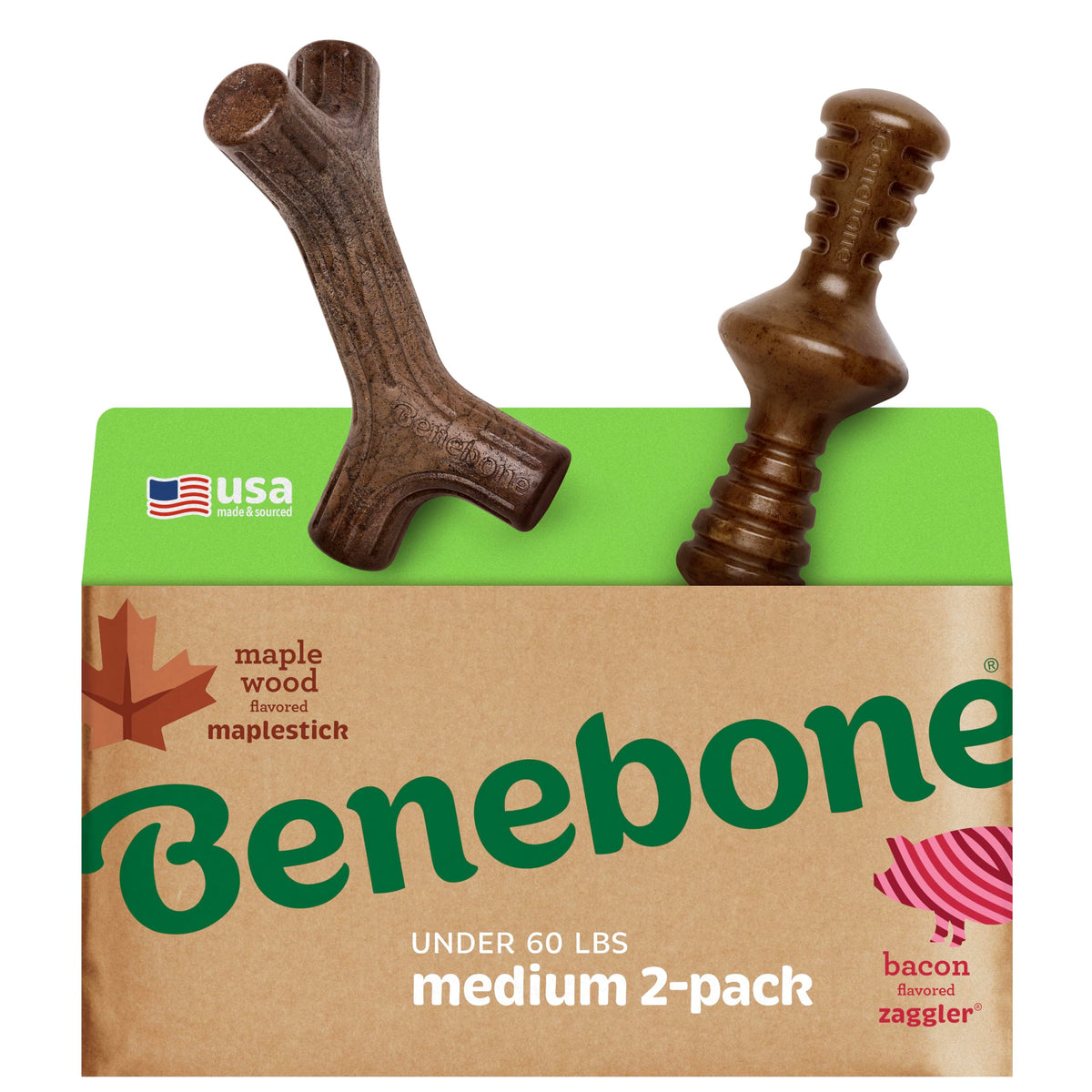 Benebone ensemble Maplestick et Zaggler montrant durabilité et design ergonomique