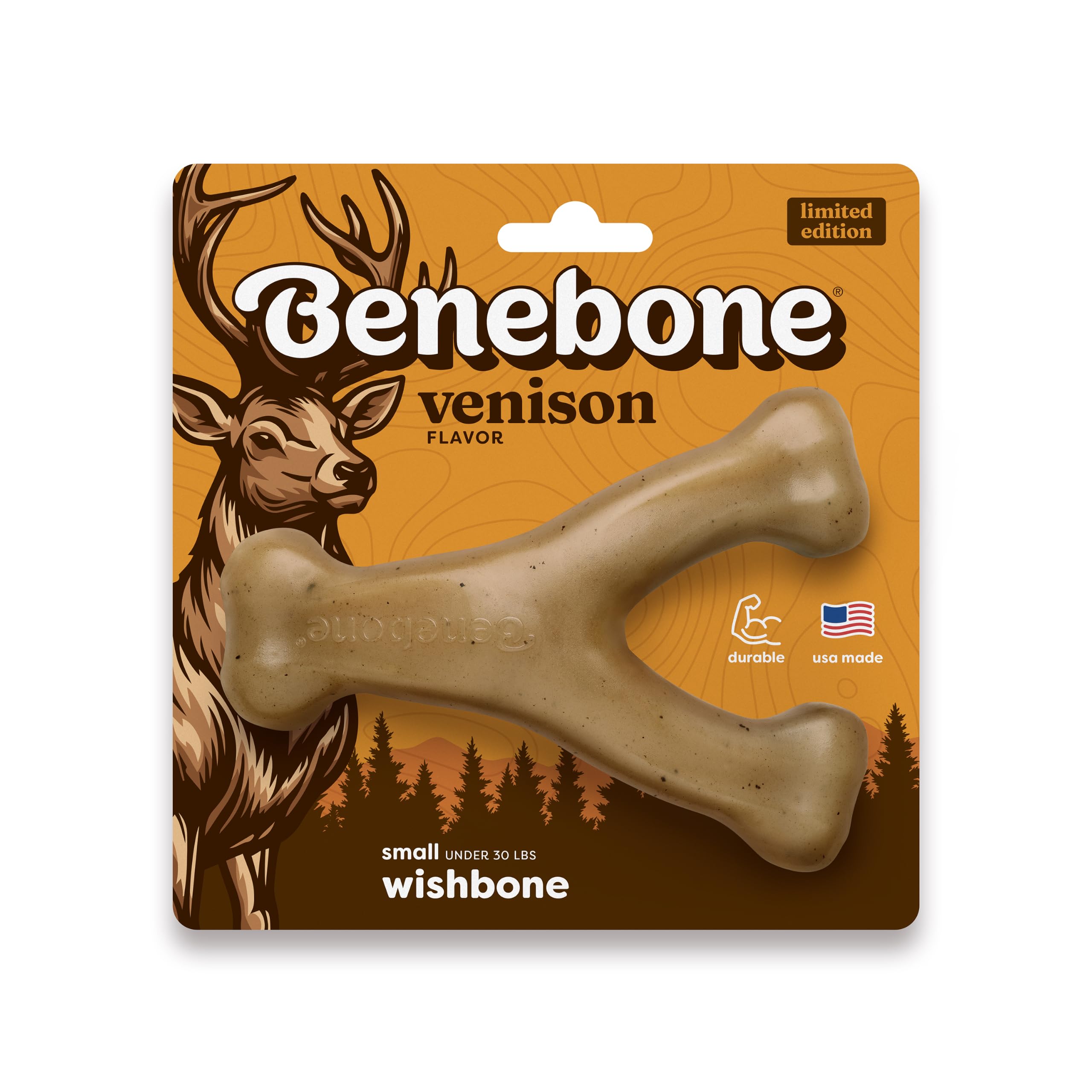 Benebone Wishbone vue frontale montrant la forme en Y et prise facile pour chien