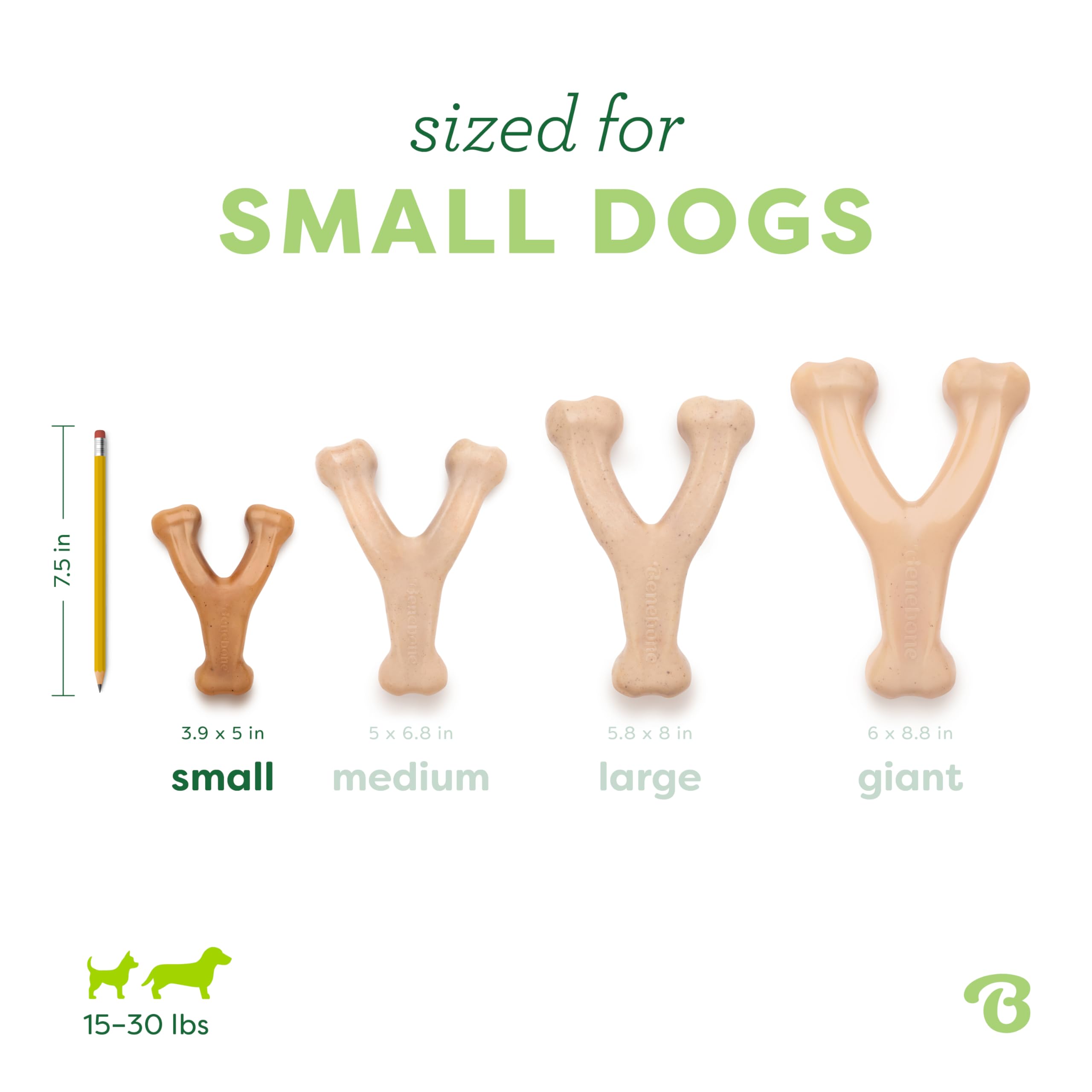 Benebone Wishbone comparaison taille à côté d'un jouet pour évaluer l'échelle