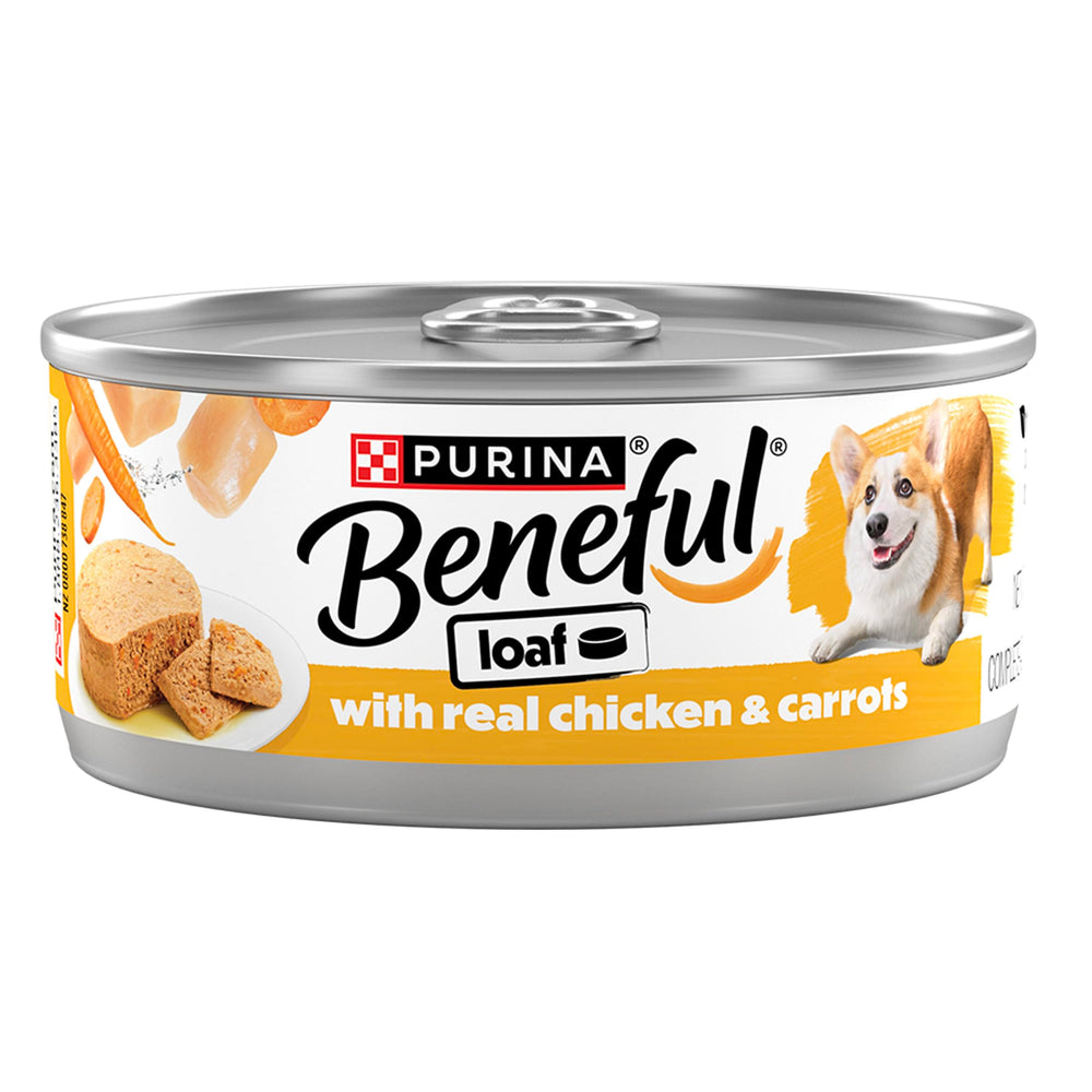 Beneful boîte face montrant poulet et carottes, appétence améliorée
