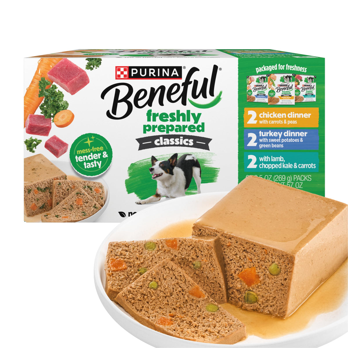 Beneful emballage avant montrant le pack varié et facilité d'usage