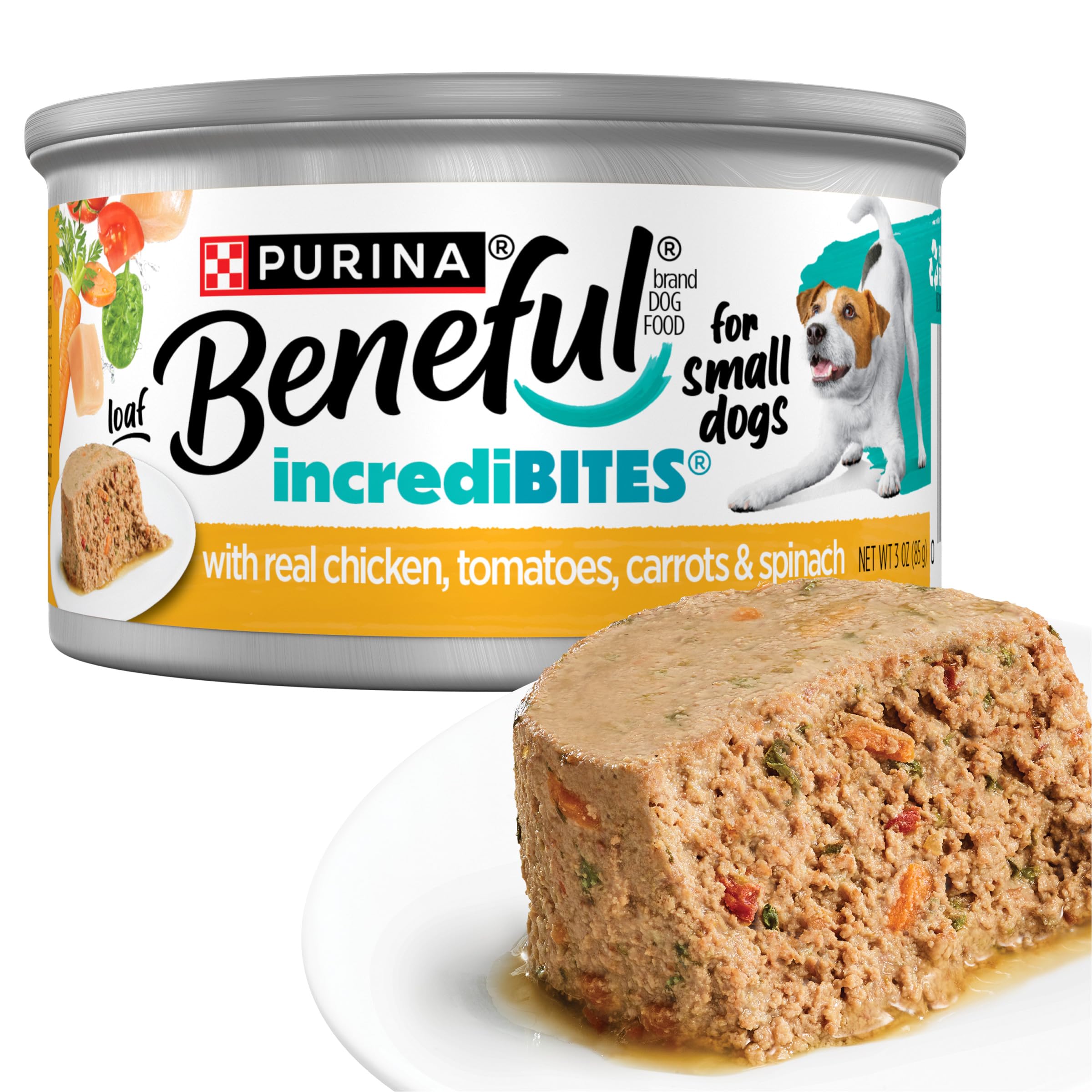 Beneful Purina face avant de la boîte montrant l’étiquette et avantages