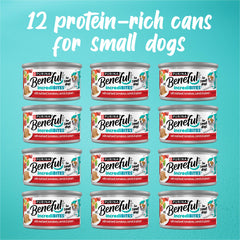 Beneful Purina conserve ouverte avec légumes visibles pour appétence