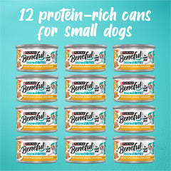 Beneful Purina boîte ouverte révélant la pâtée au poulet appétissante