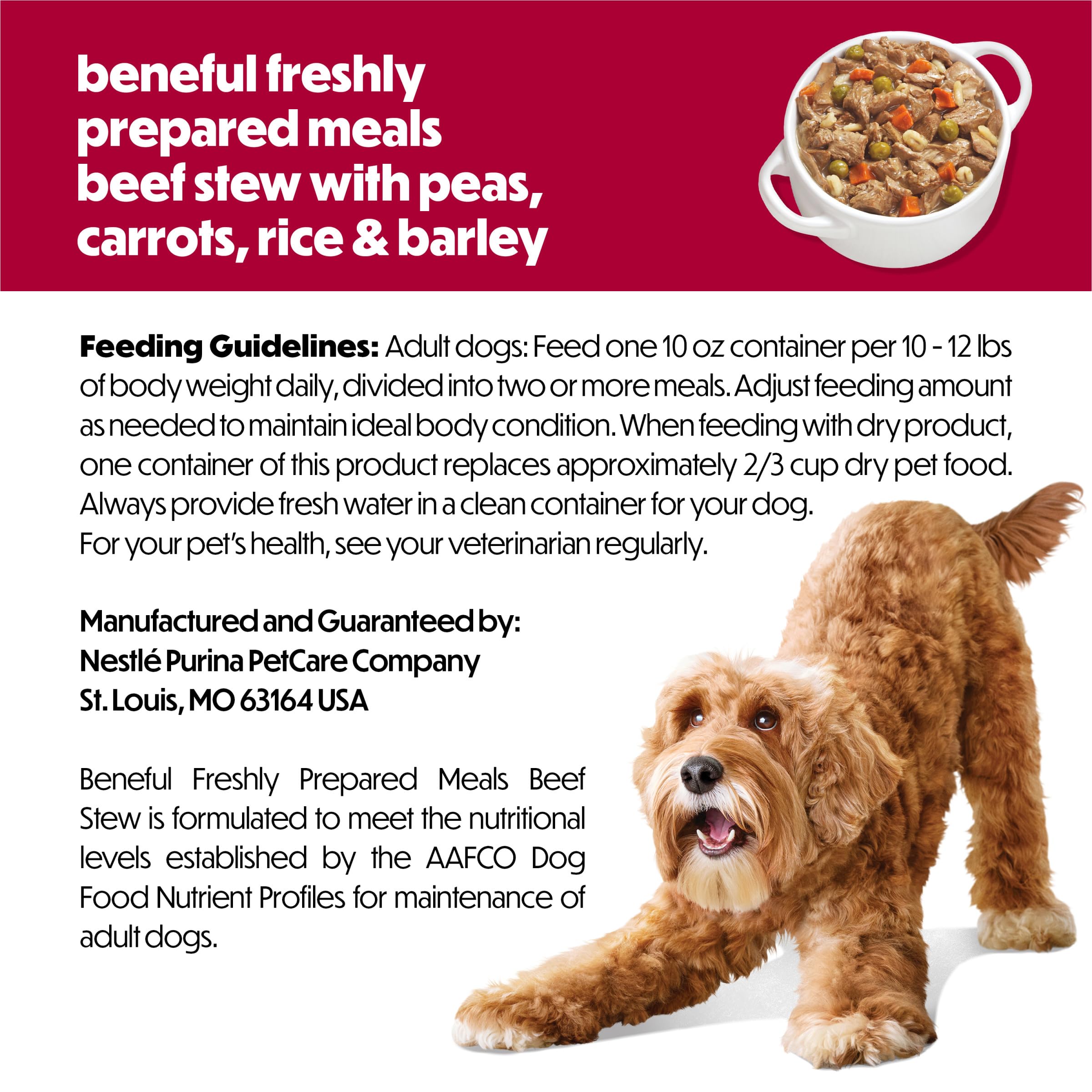 Beneful Purina étiquette nutritionnelle montrant vitamines et minéraux