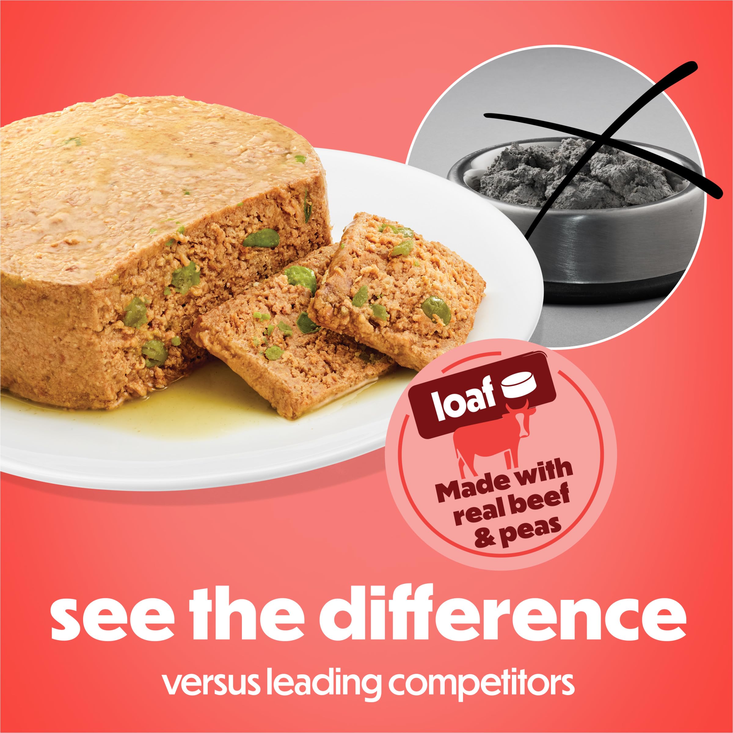 Beneful Purina texture avec pois visibles montrant ingrédients reconnaissables