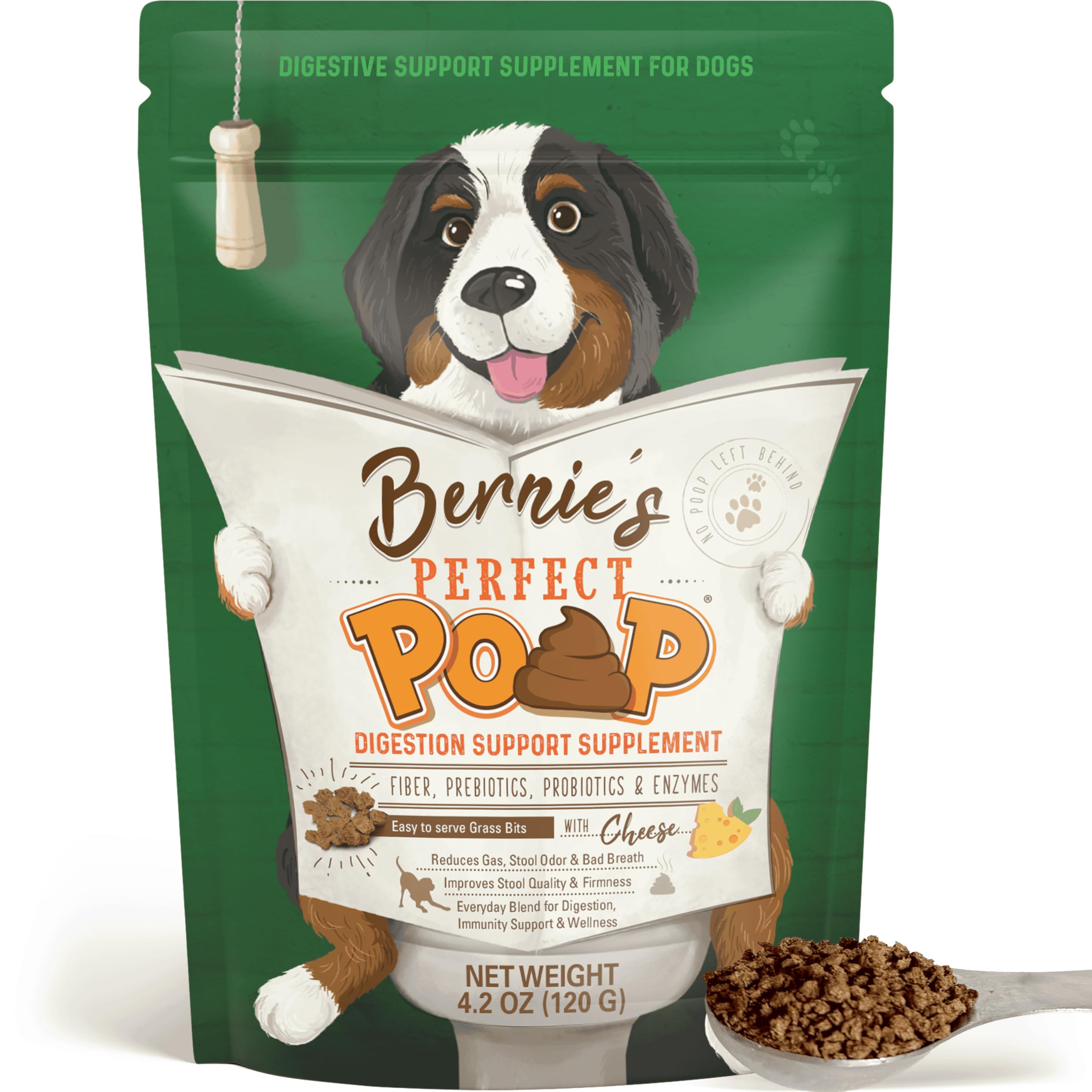 Bernie's emballage avant montrant le format 4,2 oz et bénéfice praticité