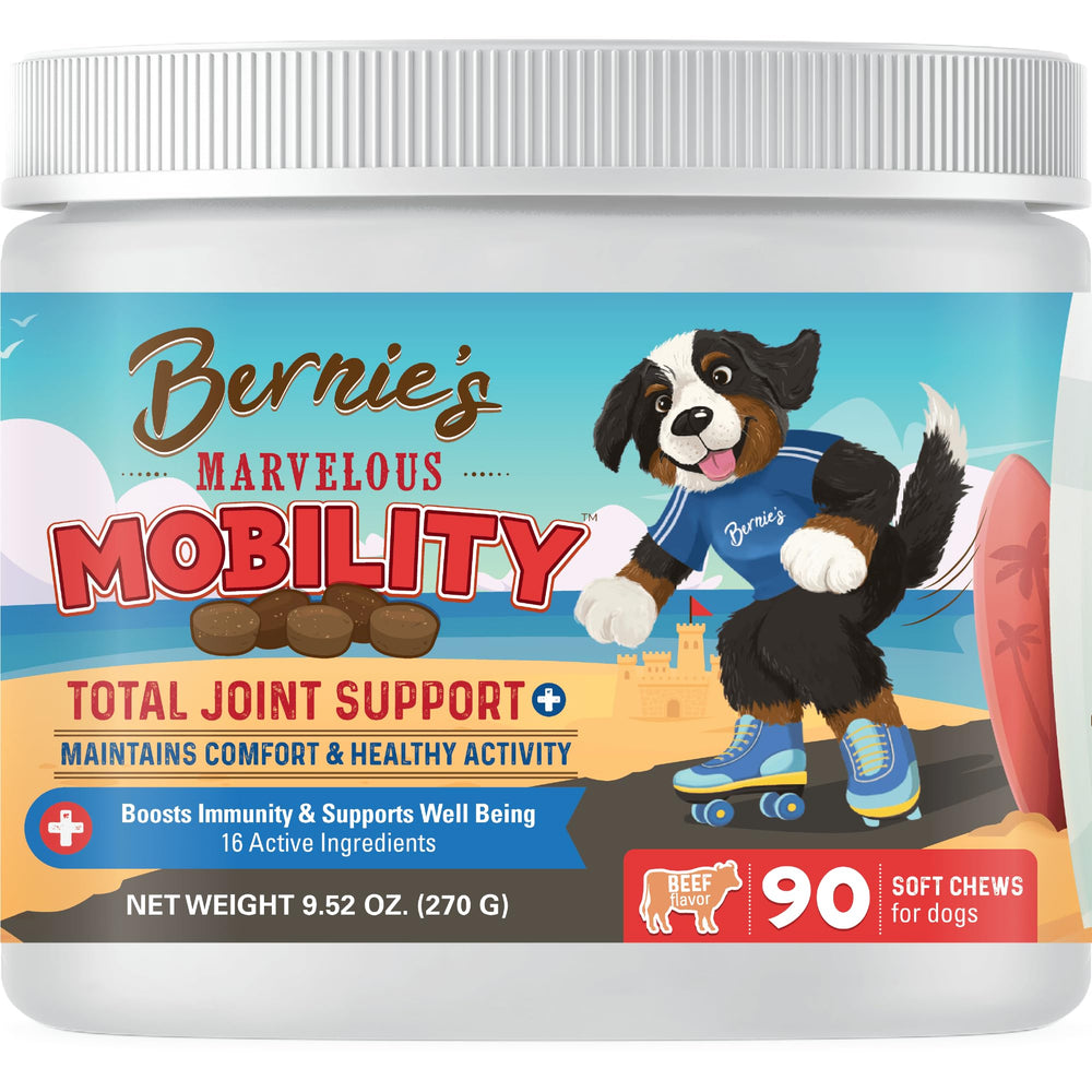 Bernie's bouteille et étiquette montrant nom et bénéfice mobilité